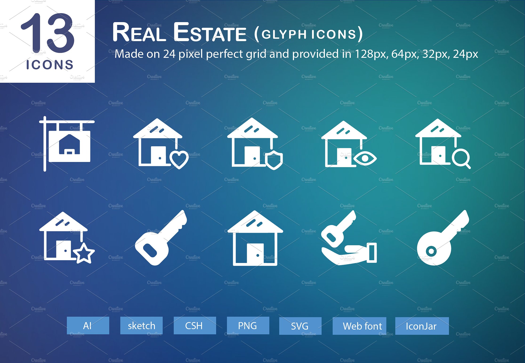 13 Real Estate Glyph Icons