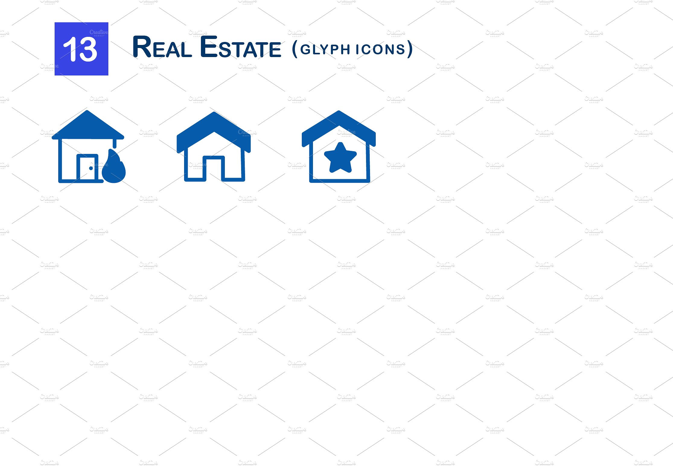 13 Real Estate Glyph Icons