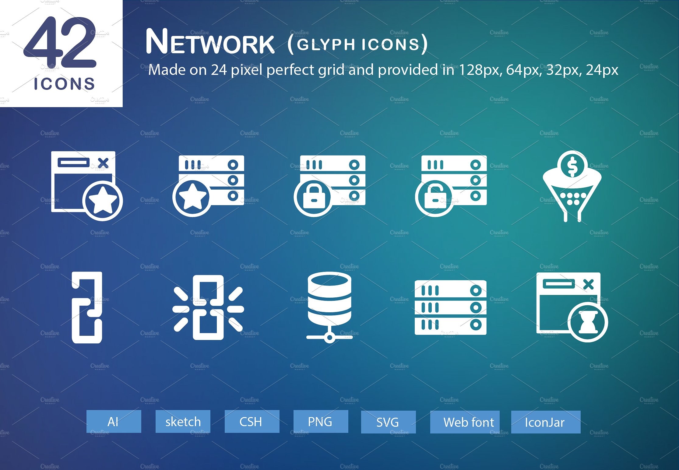 42 Network Glyph Icons