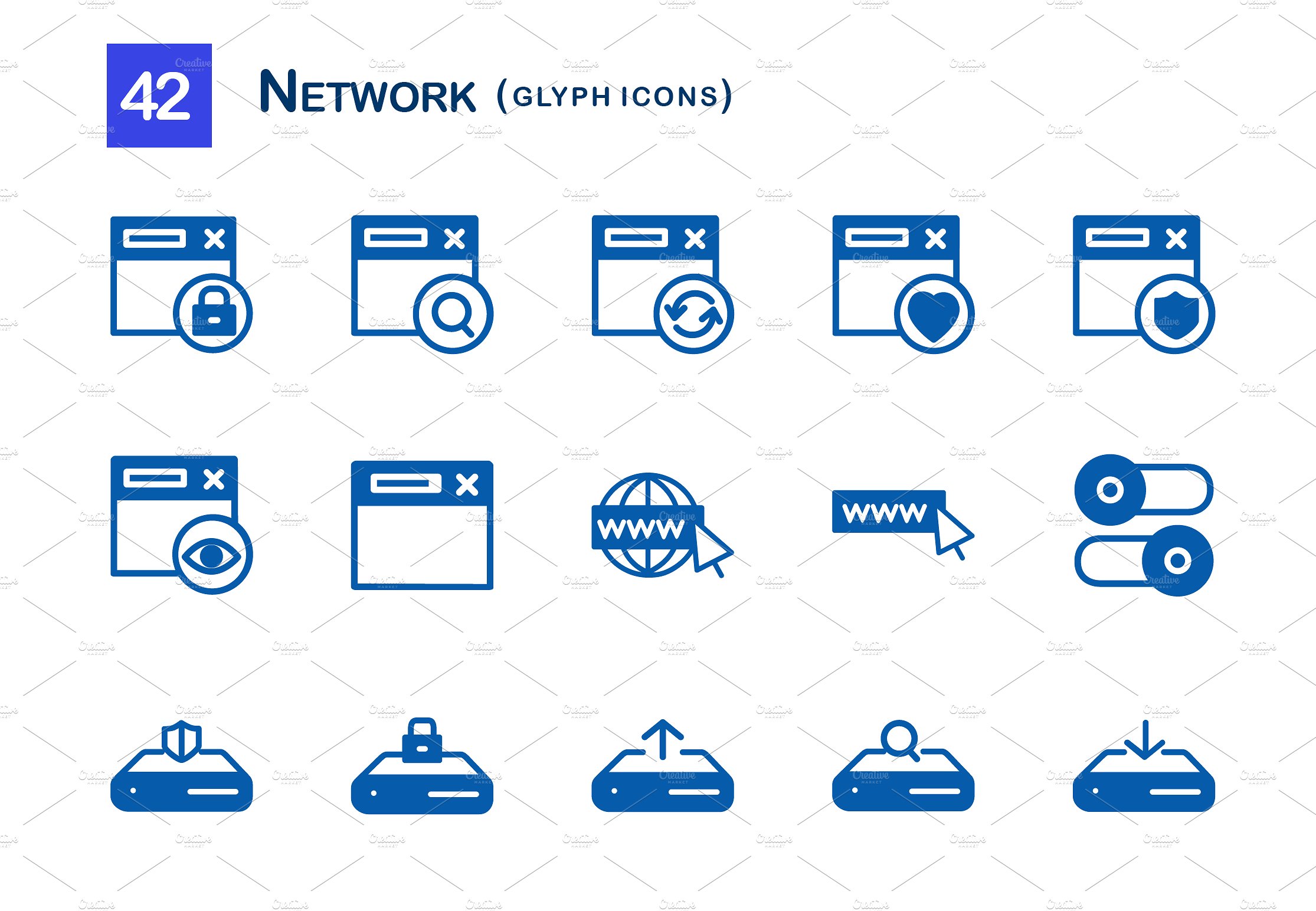 42 Network Glyph Icons