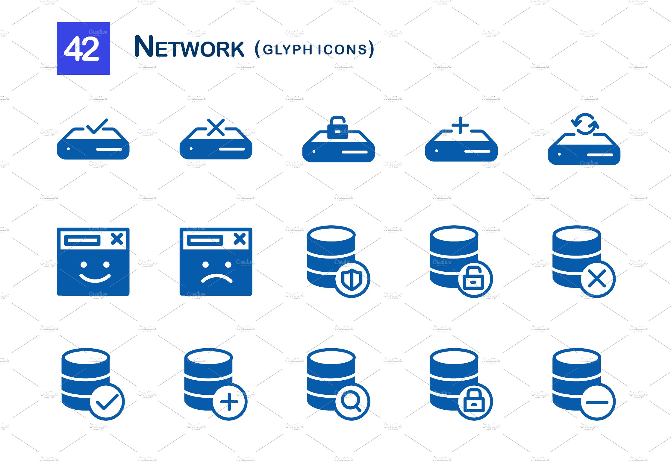 42 Network Glyph Icons