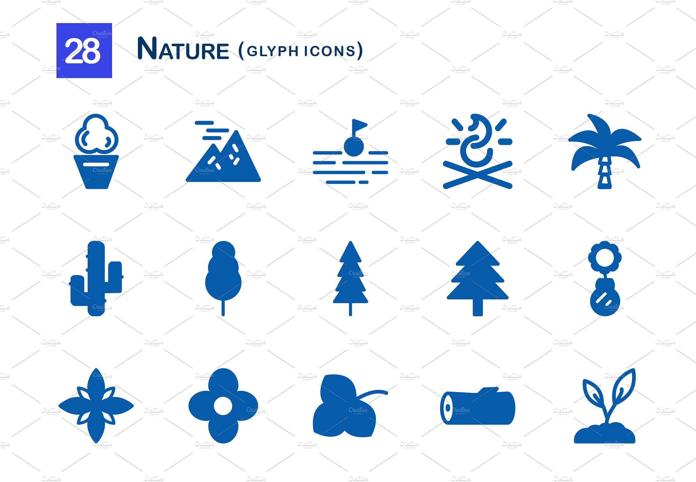 28 Nature Glyph Icons