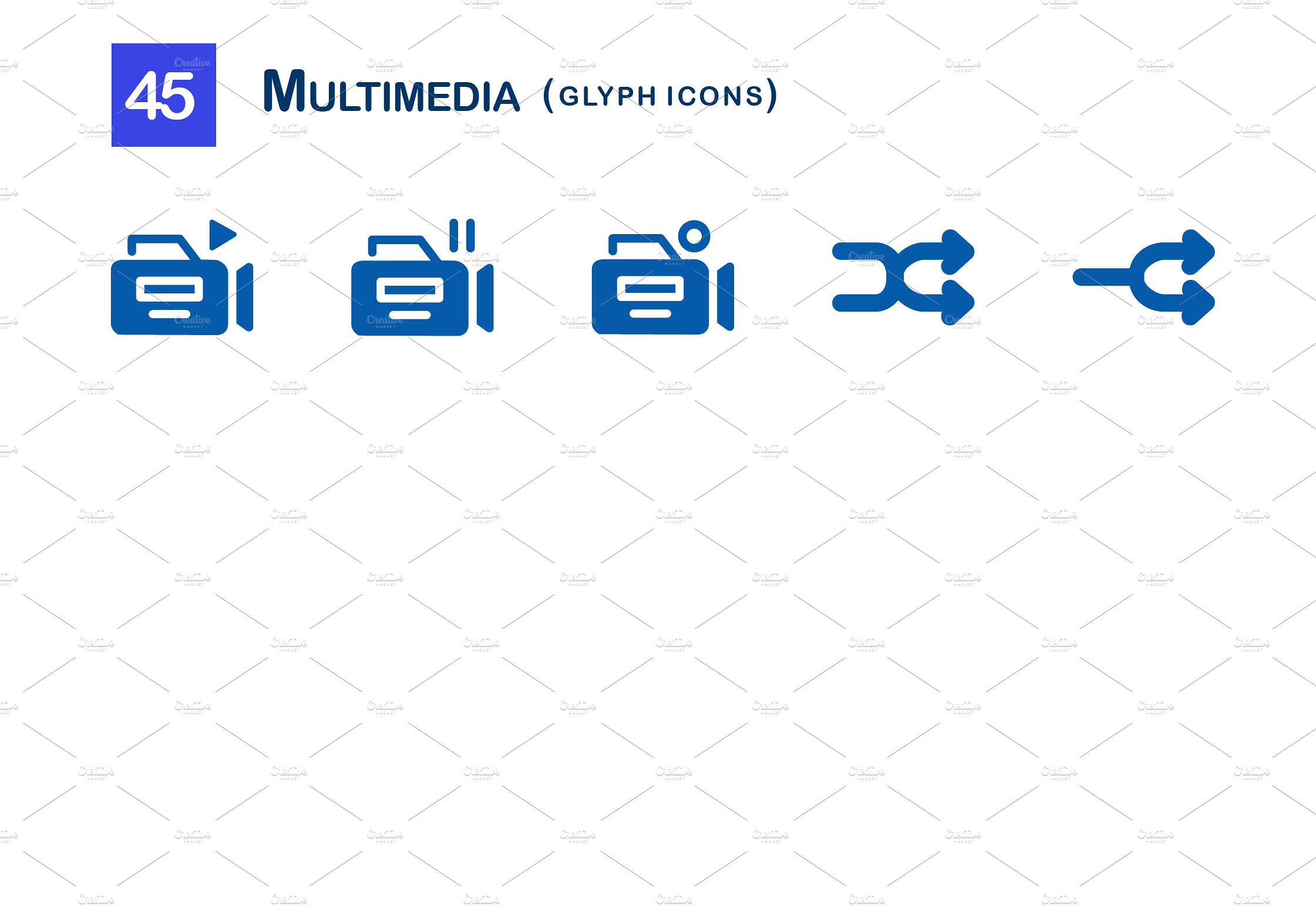 45 Multimedia Glyph Icons