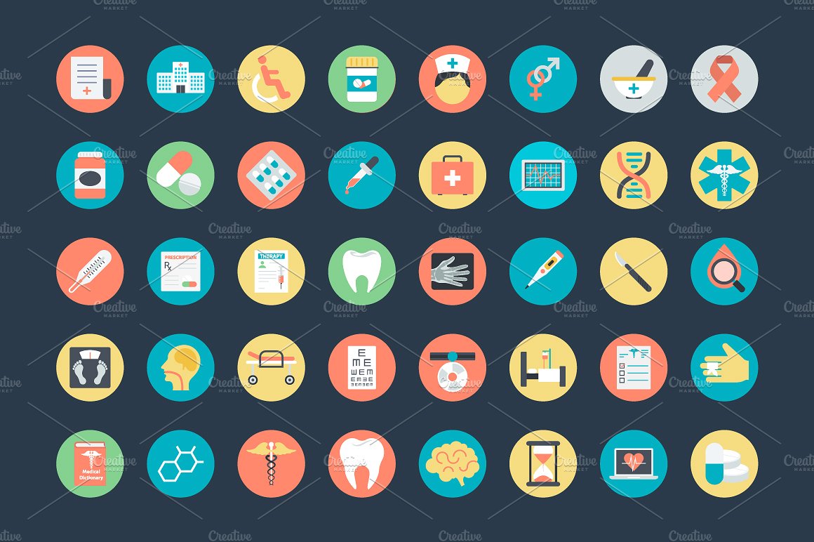 75 Flat Medical Vector Icons