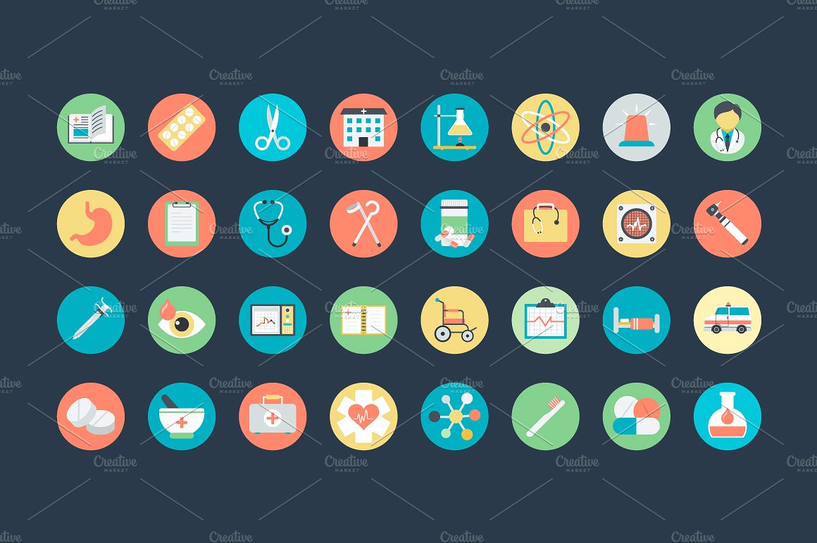 75 Flat Medical Vector Icons