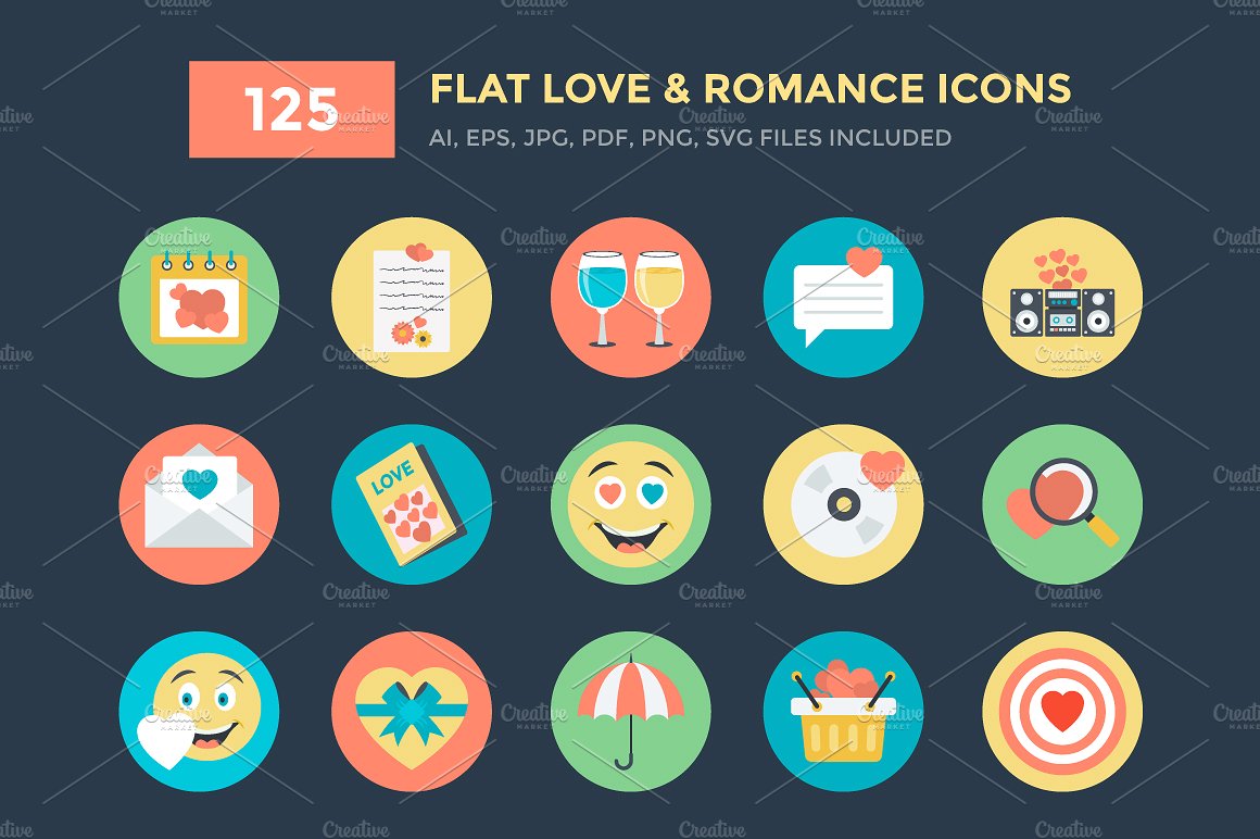 125 Love and Romance Vector Ic