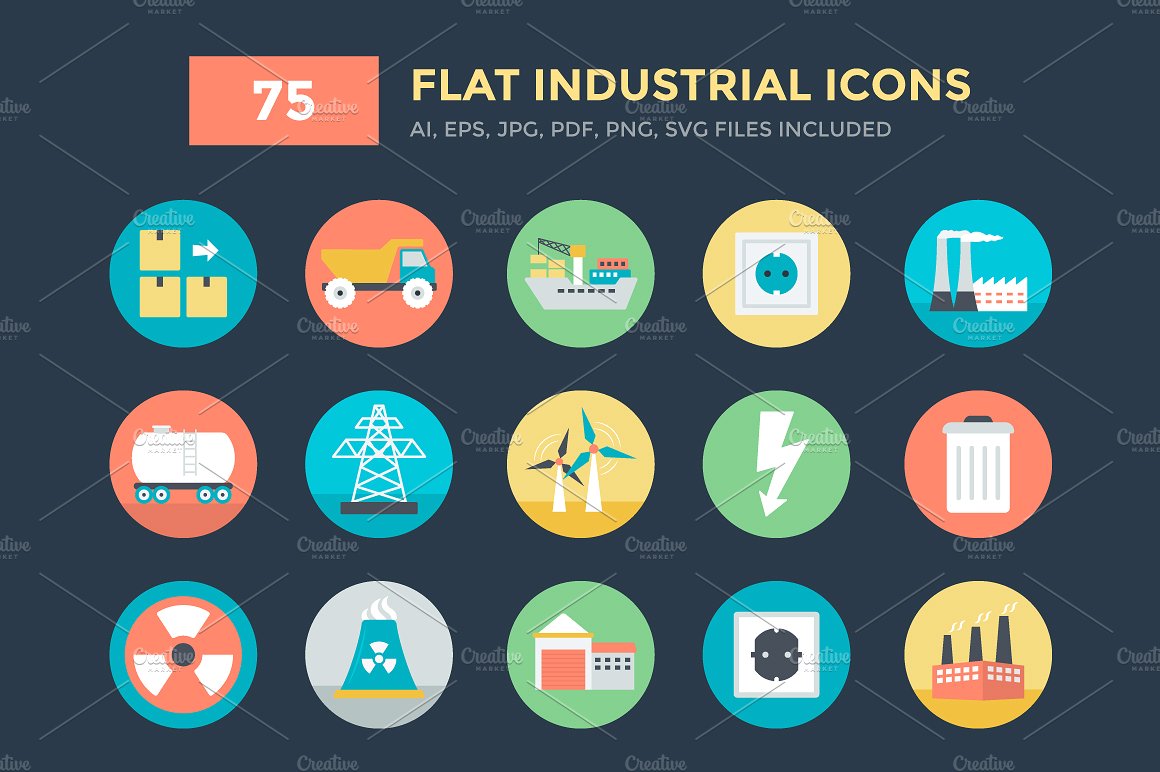 75 Flat Industrial Vector Icon