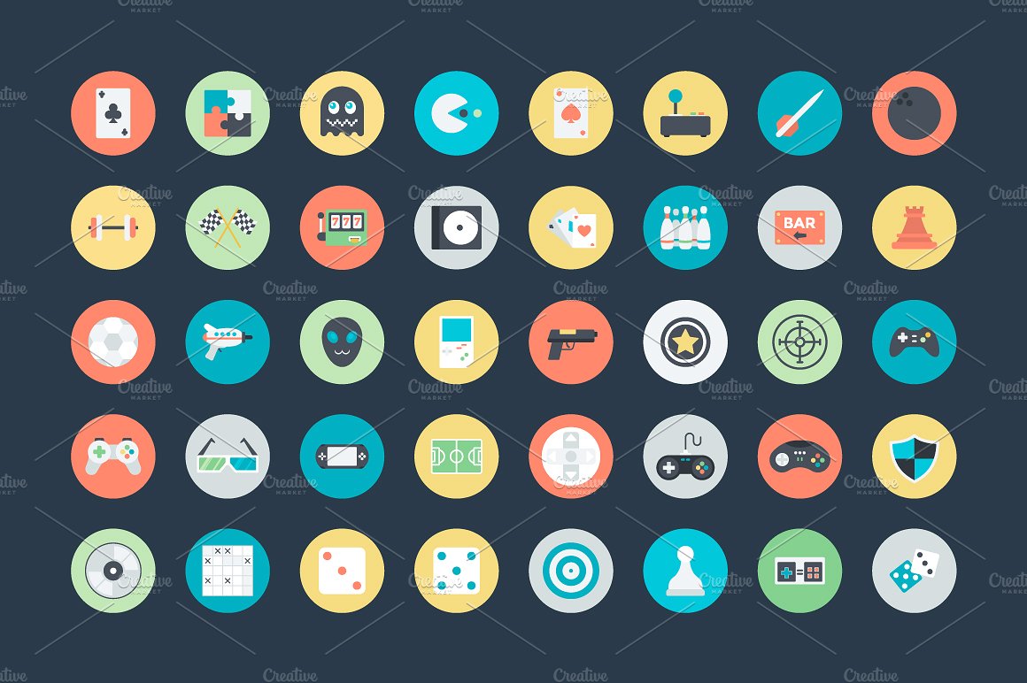 100 Flat Gaming Vector Icons