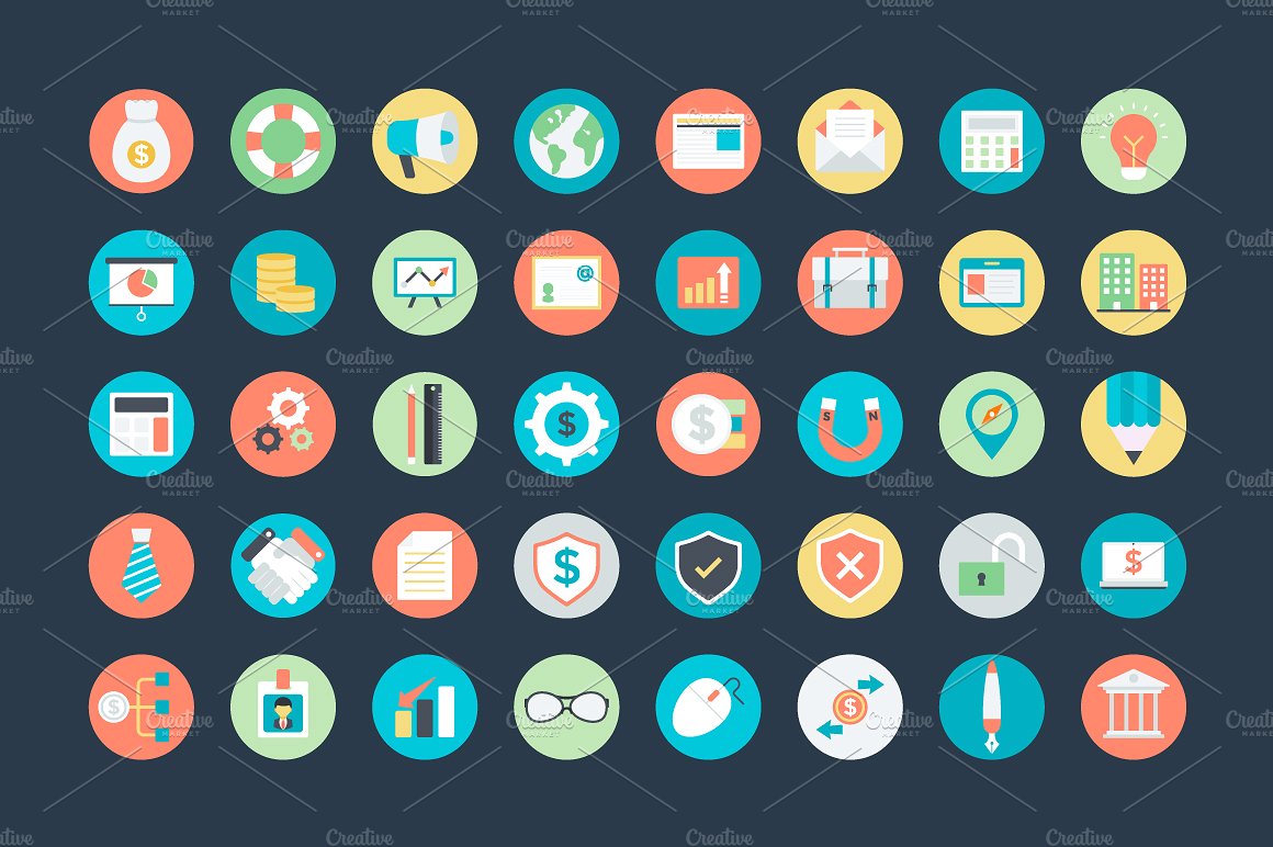 100 Flat Finance Vector Icons