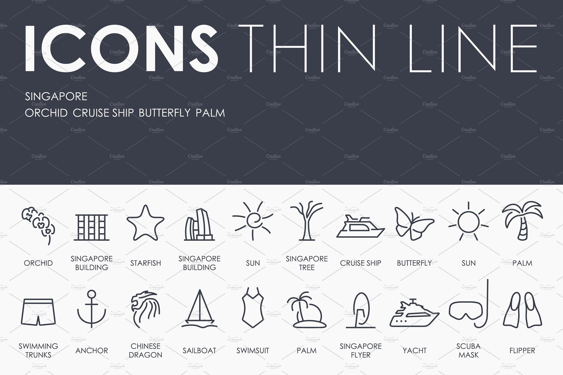 Singapore thinline icons