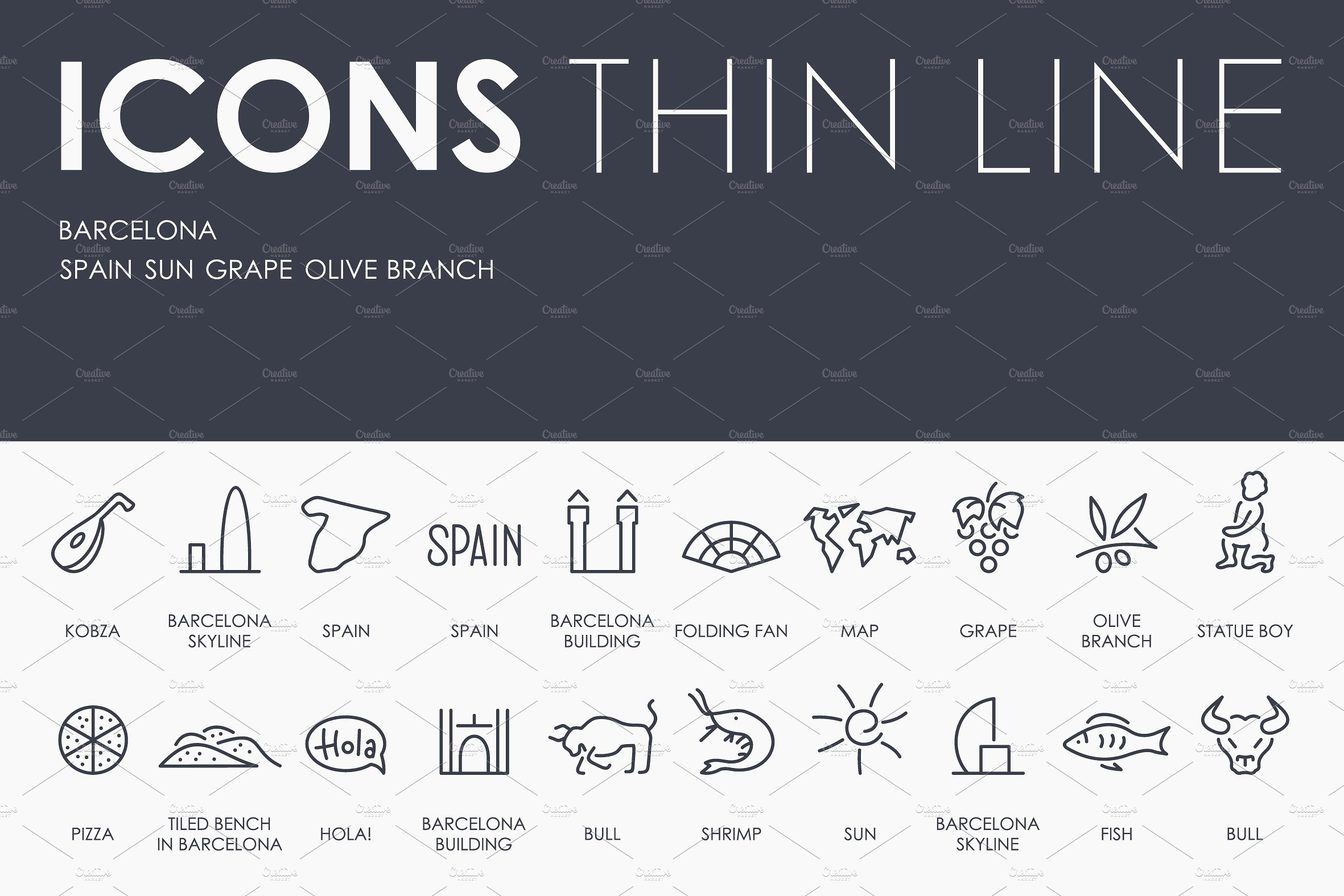 Barcelona thinline icons