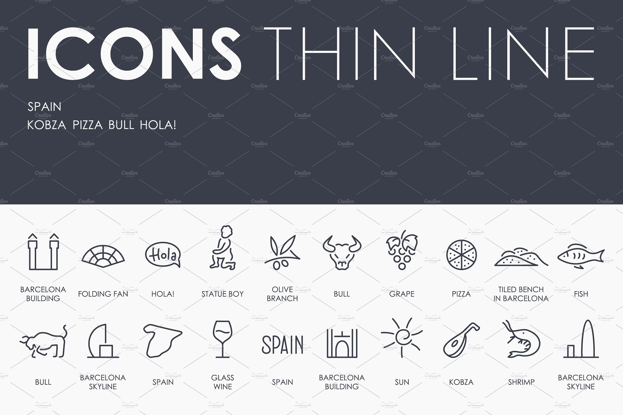 Spain thinline icons