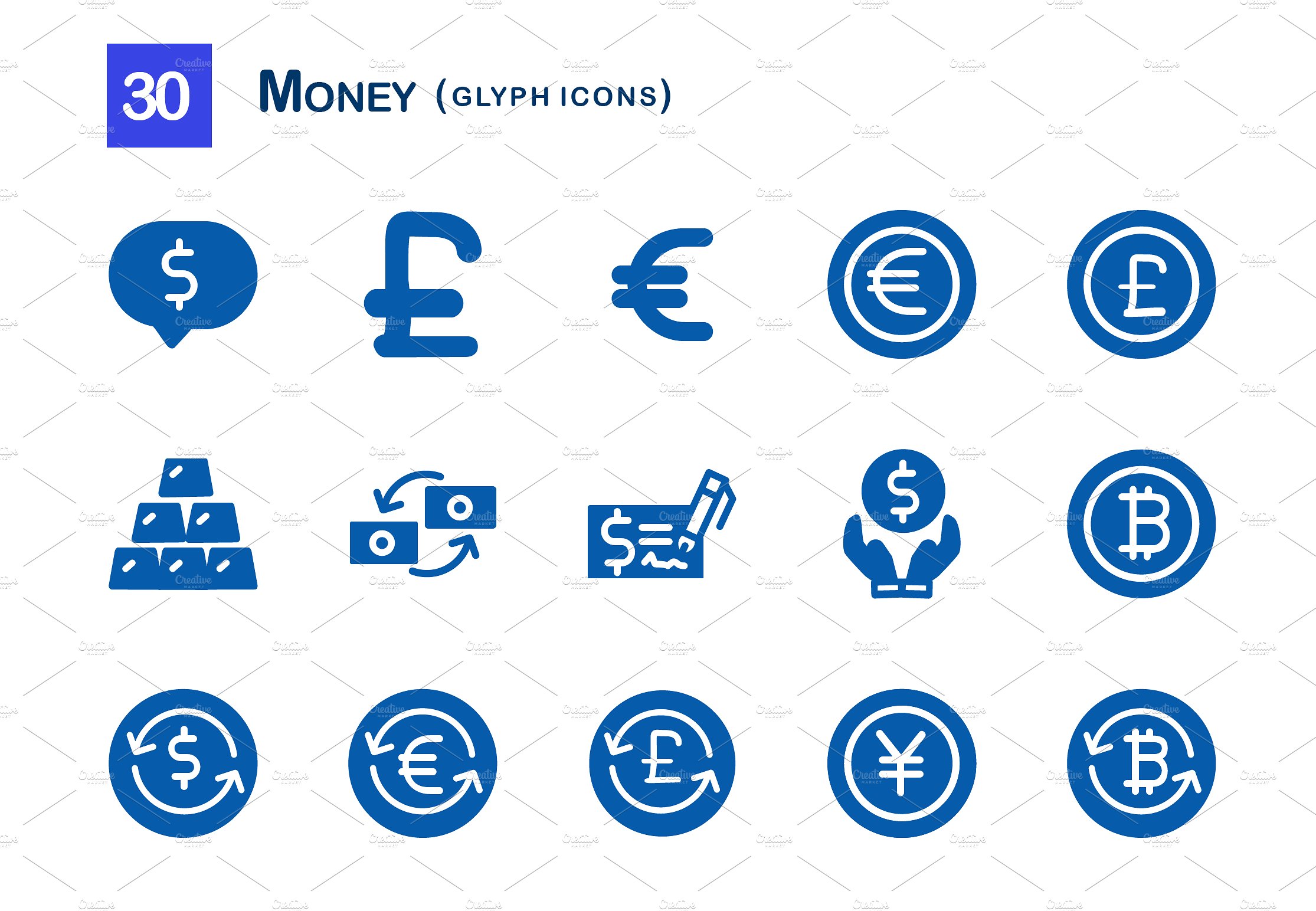 30 Money Glyph Icons