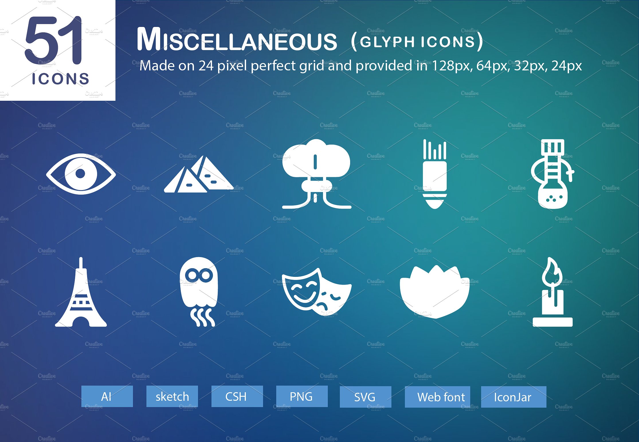 51 Miscellaneous Glyph Icons