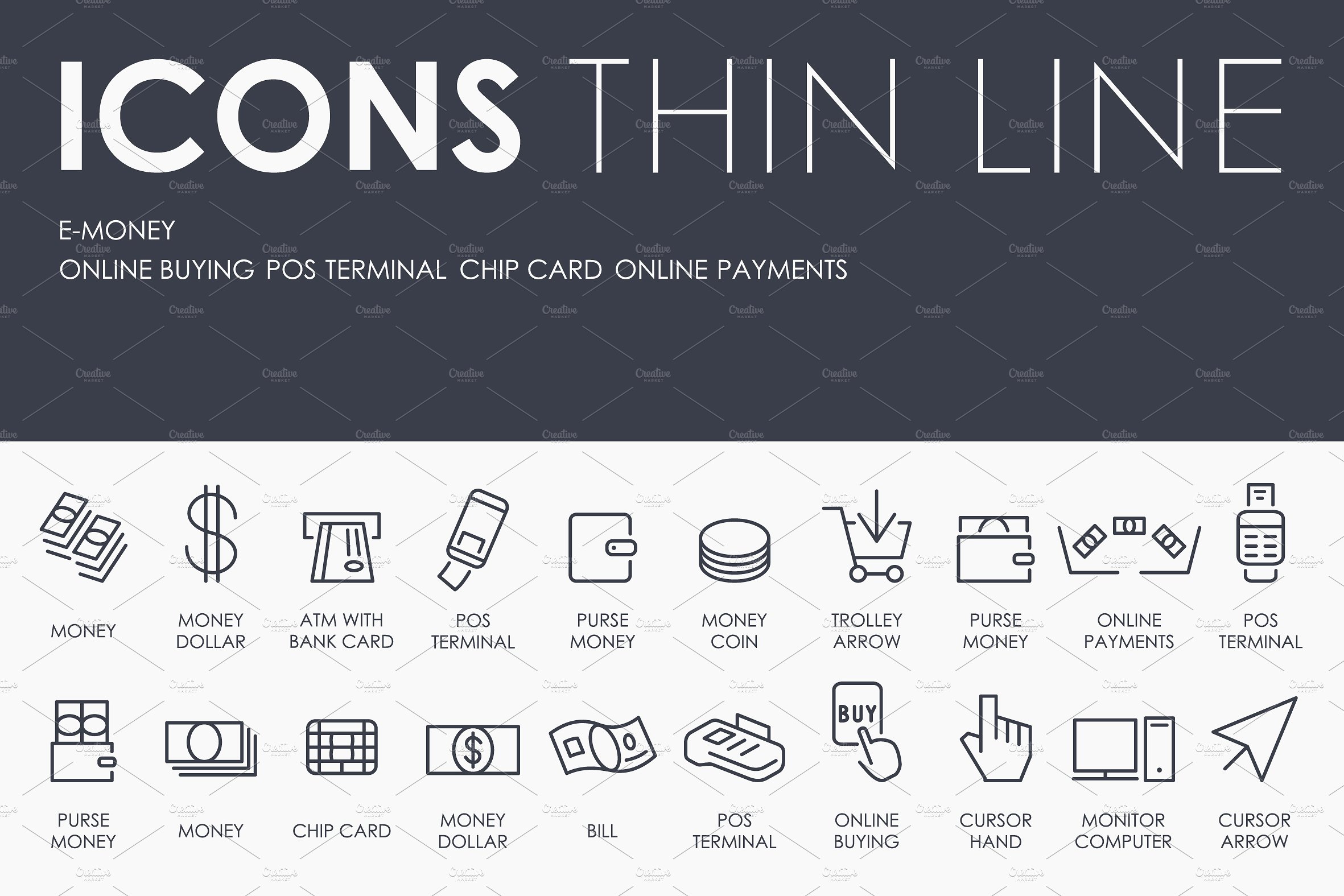 E-money thinline icons