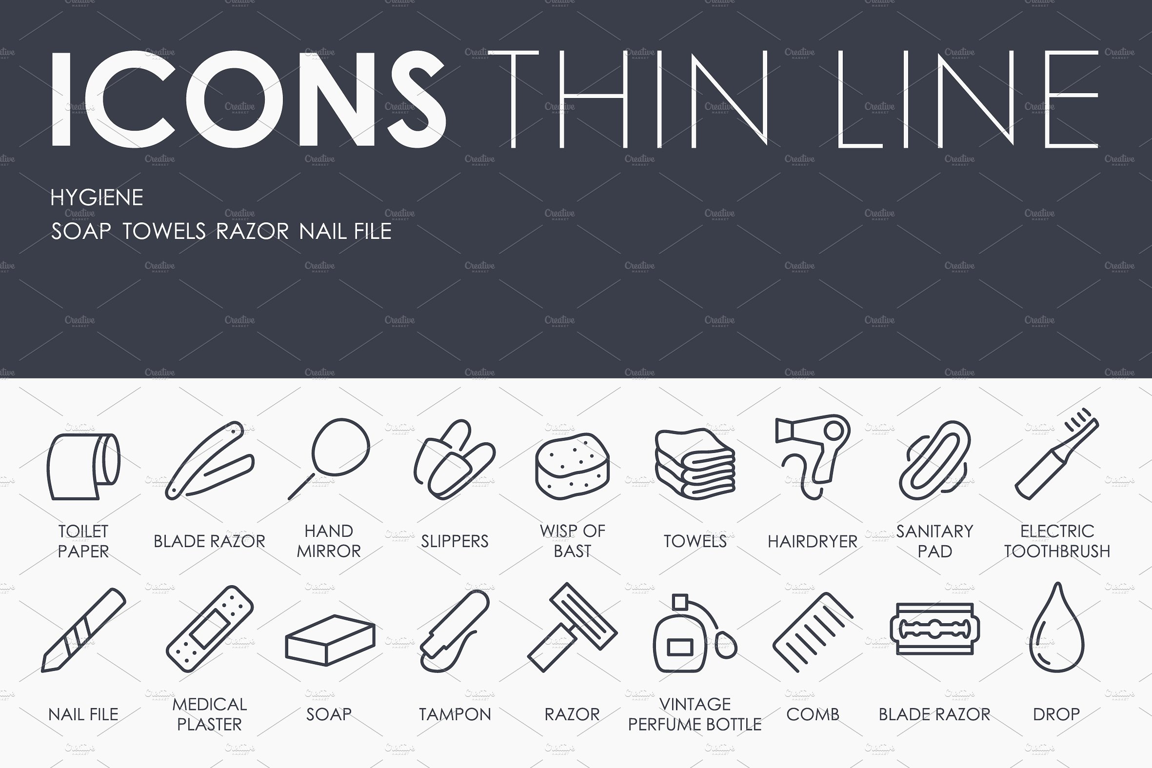 Hygiene thinline icons