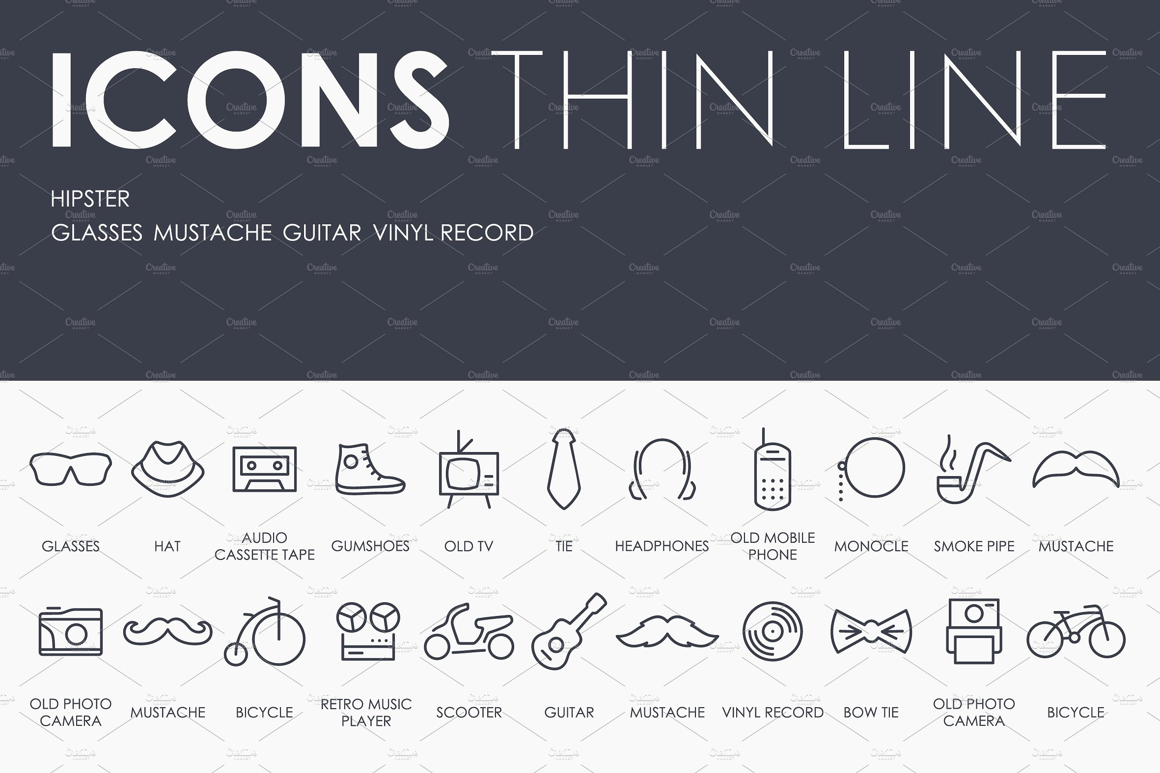 Hipster thinline icons