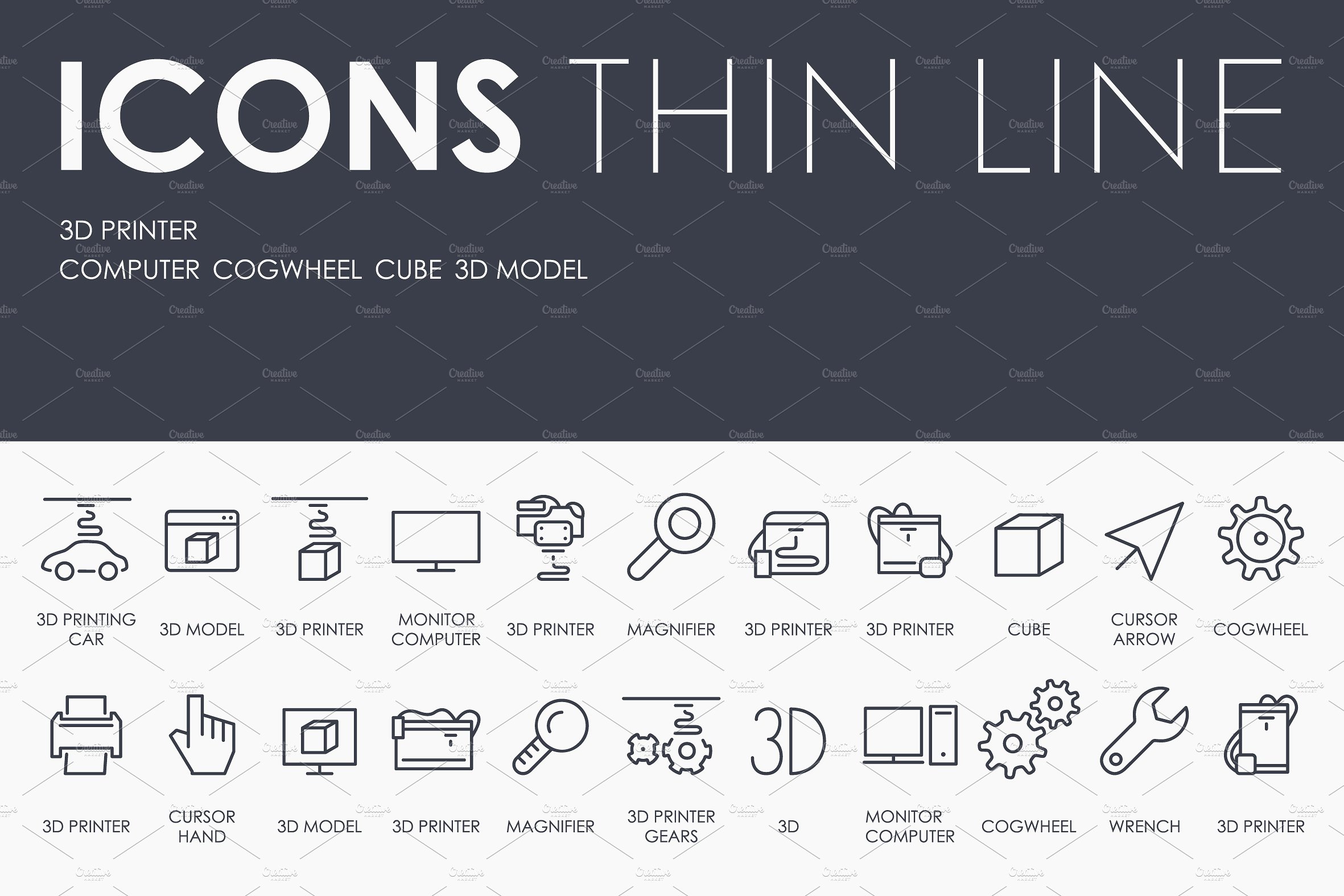 3d printer thinline icons