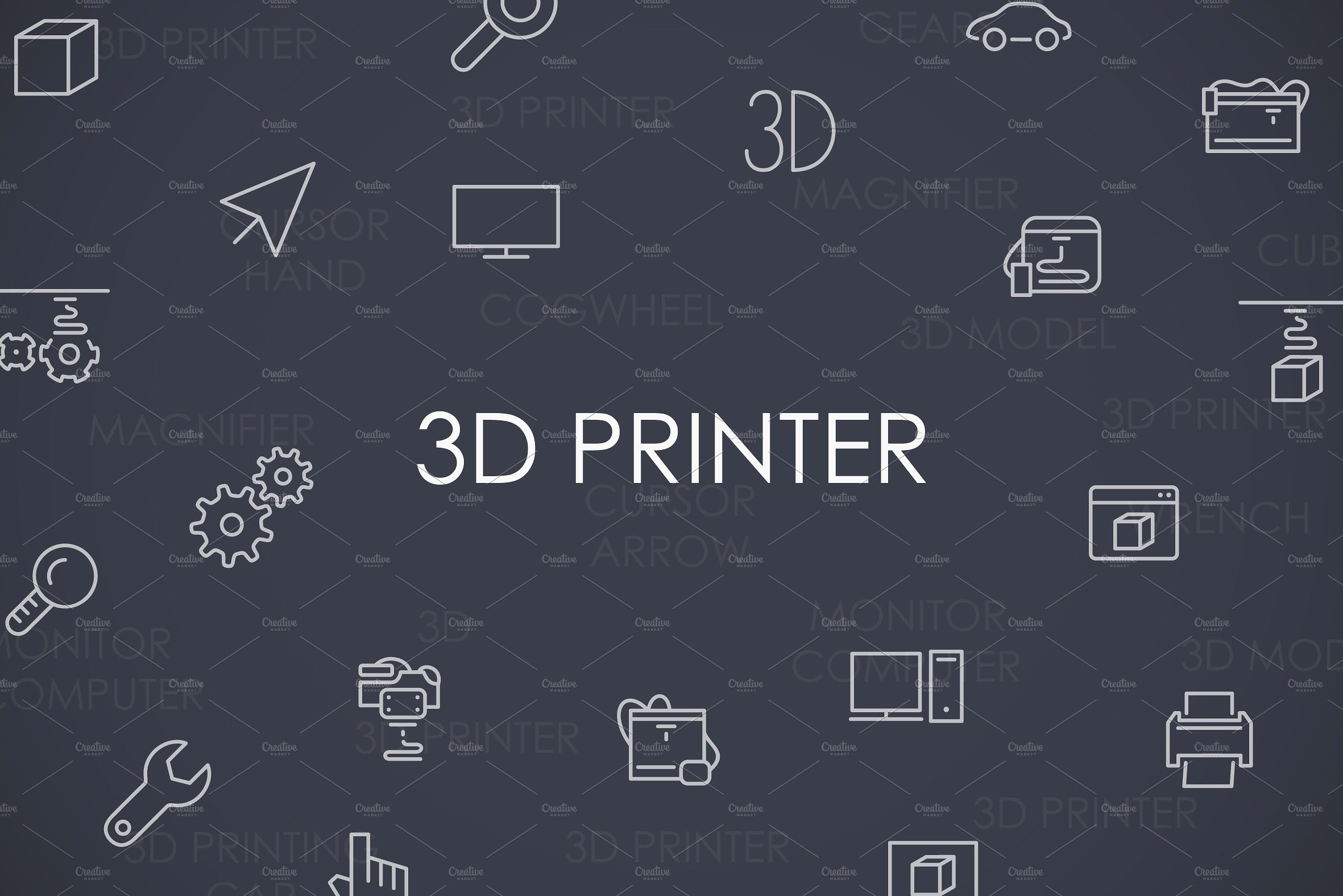 3d printer thinline icons