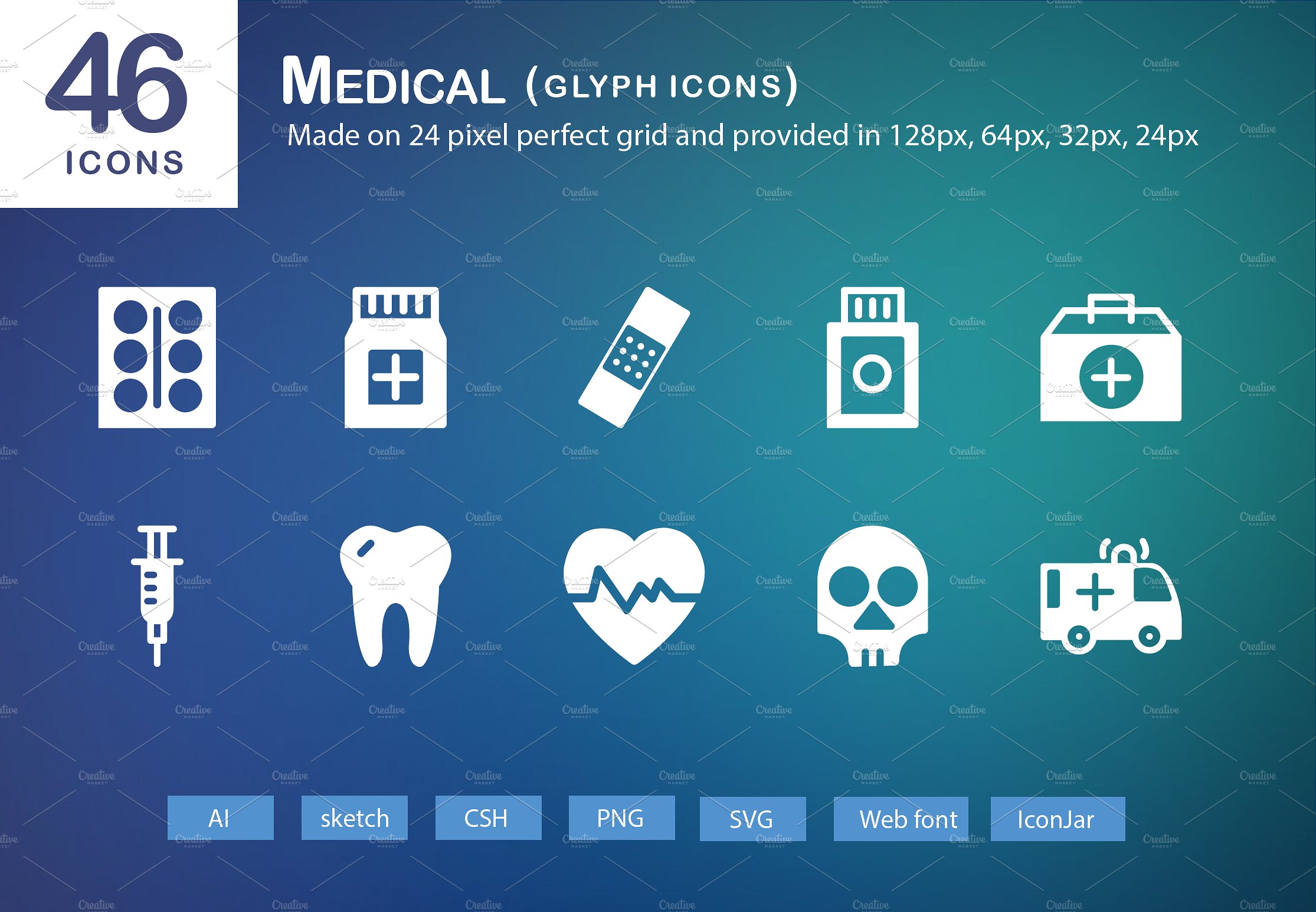 46 Medical Glyph Icons