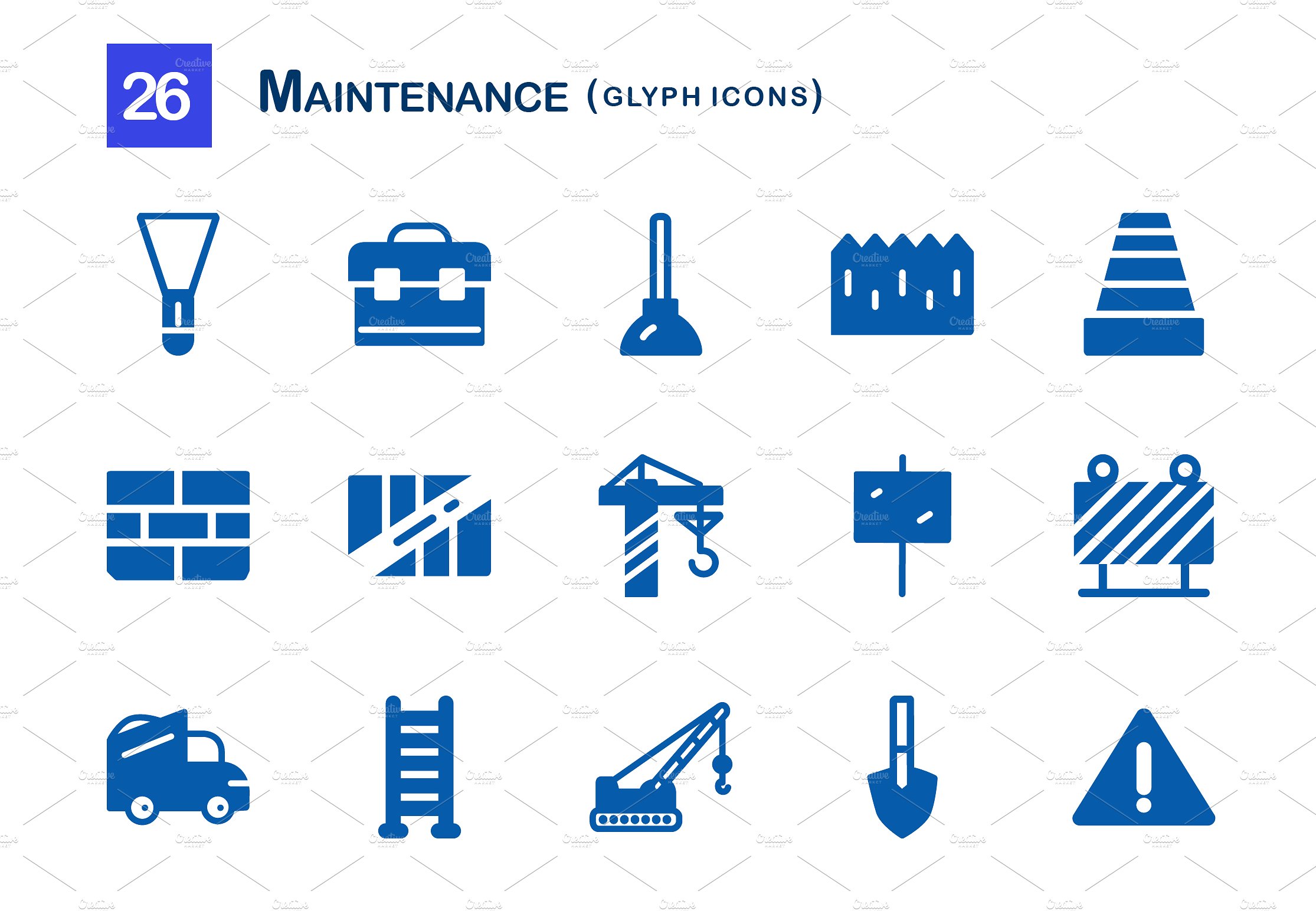 26 Maintenance Glyph Icons