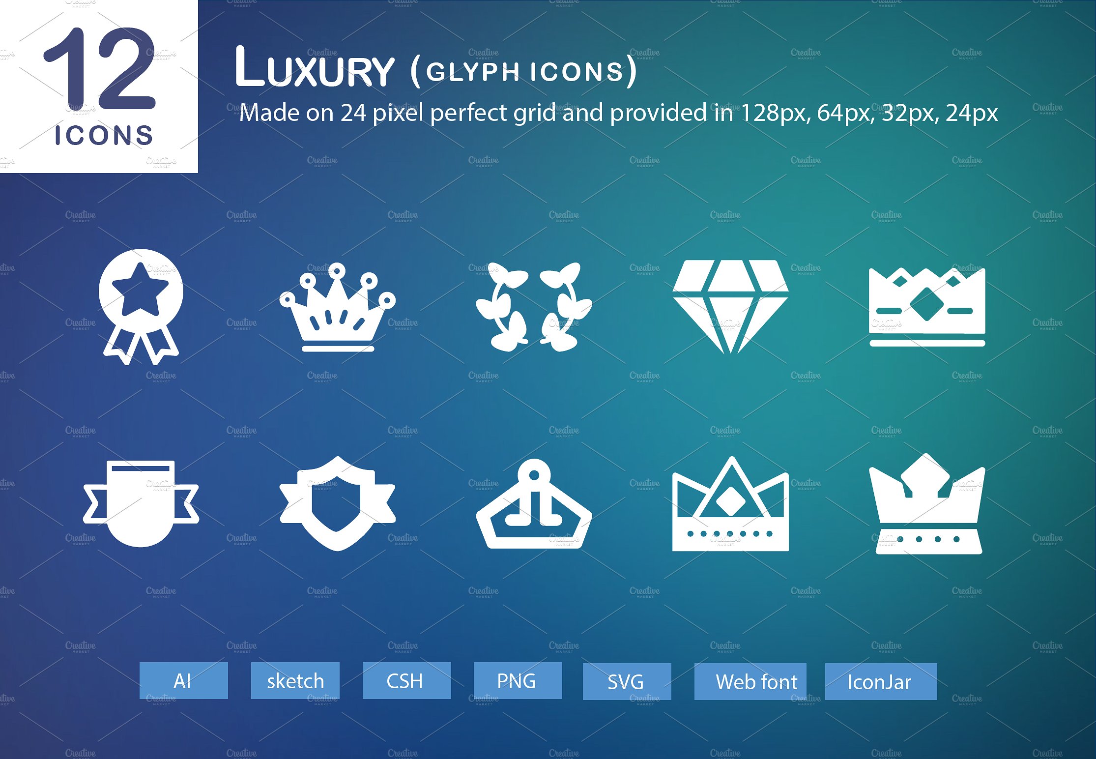 12 Luxury Glyph Icons