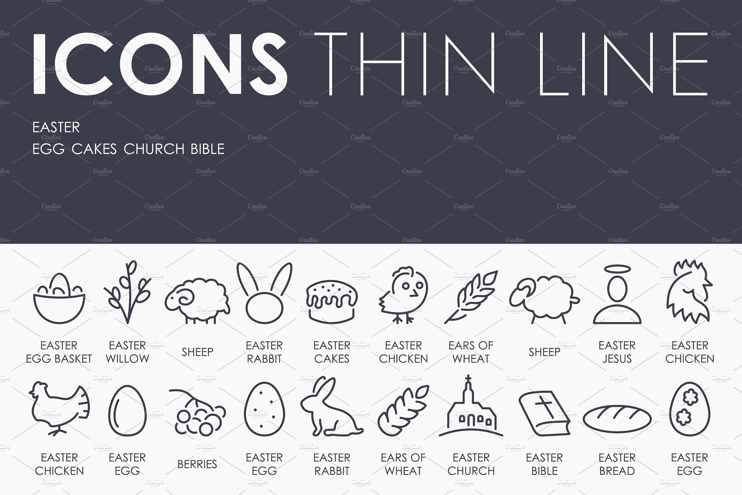 Easter thinline icons