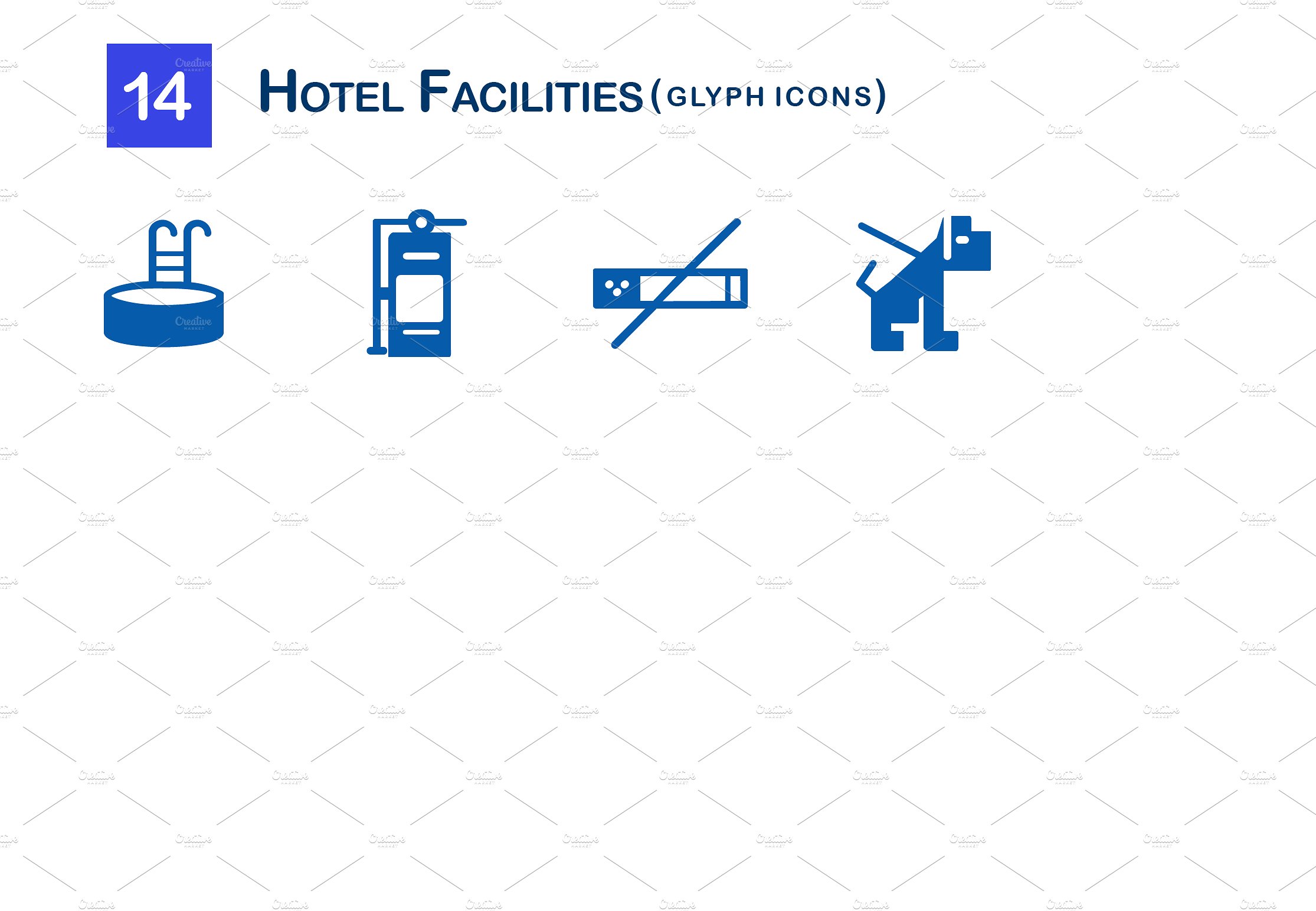 14 Hotel Facilities Glyph Icon