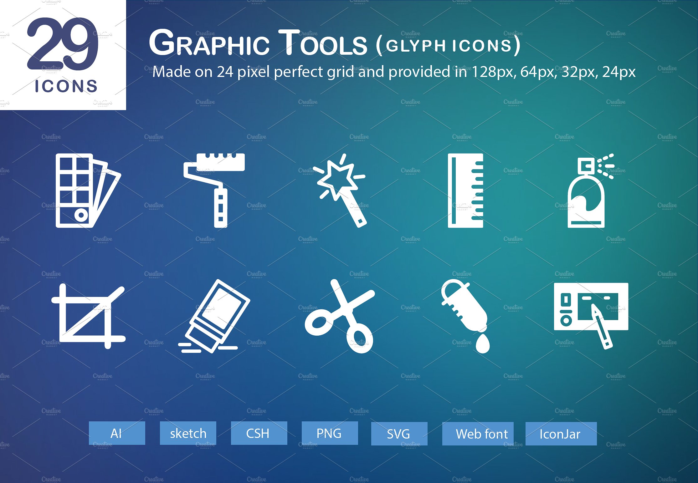 29 Graphic Tools Glyph Icons