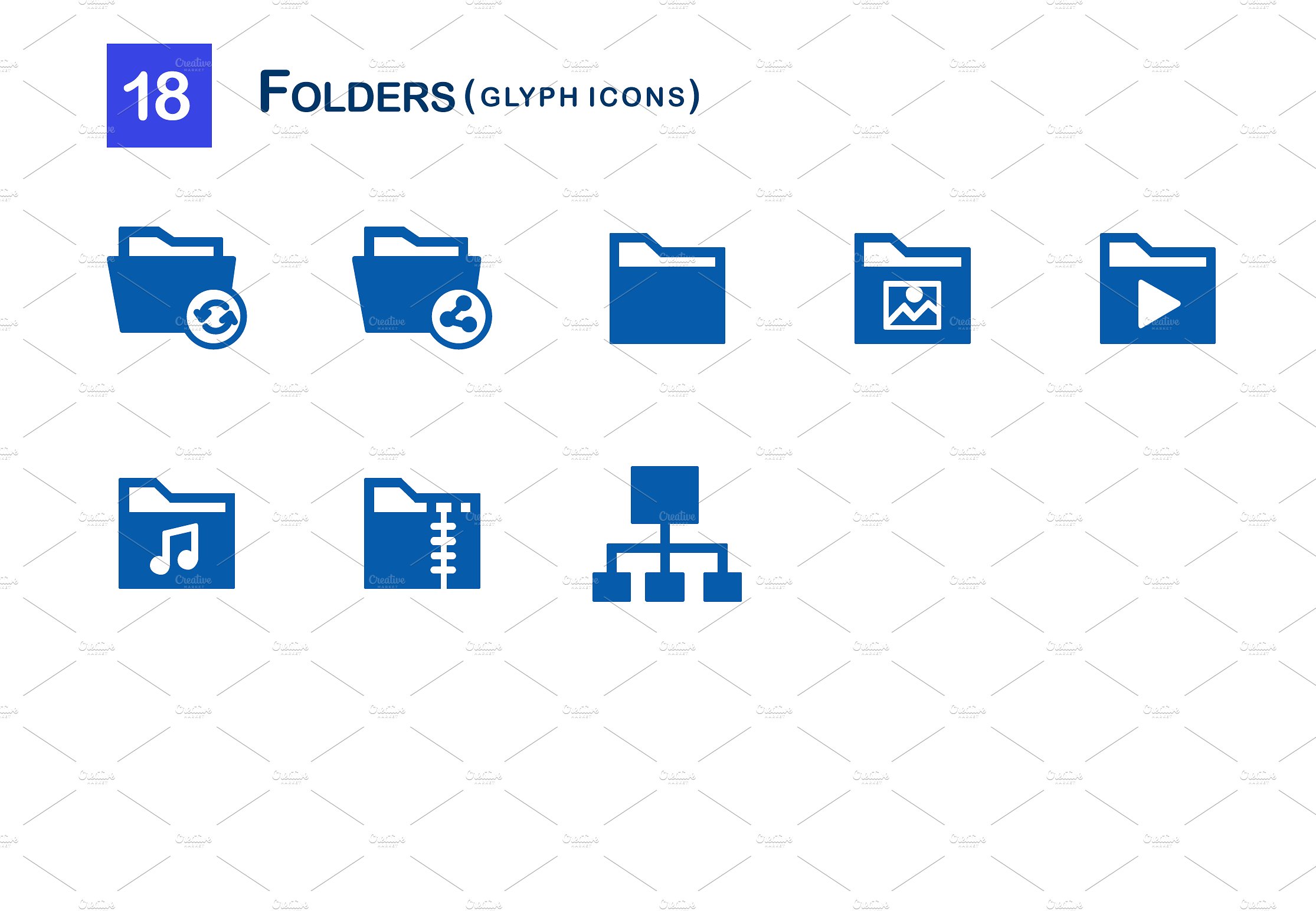 18 Folders Glyph Icons