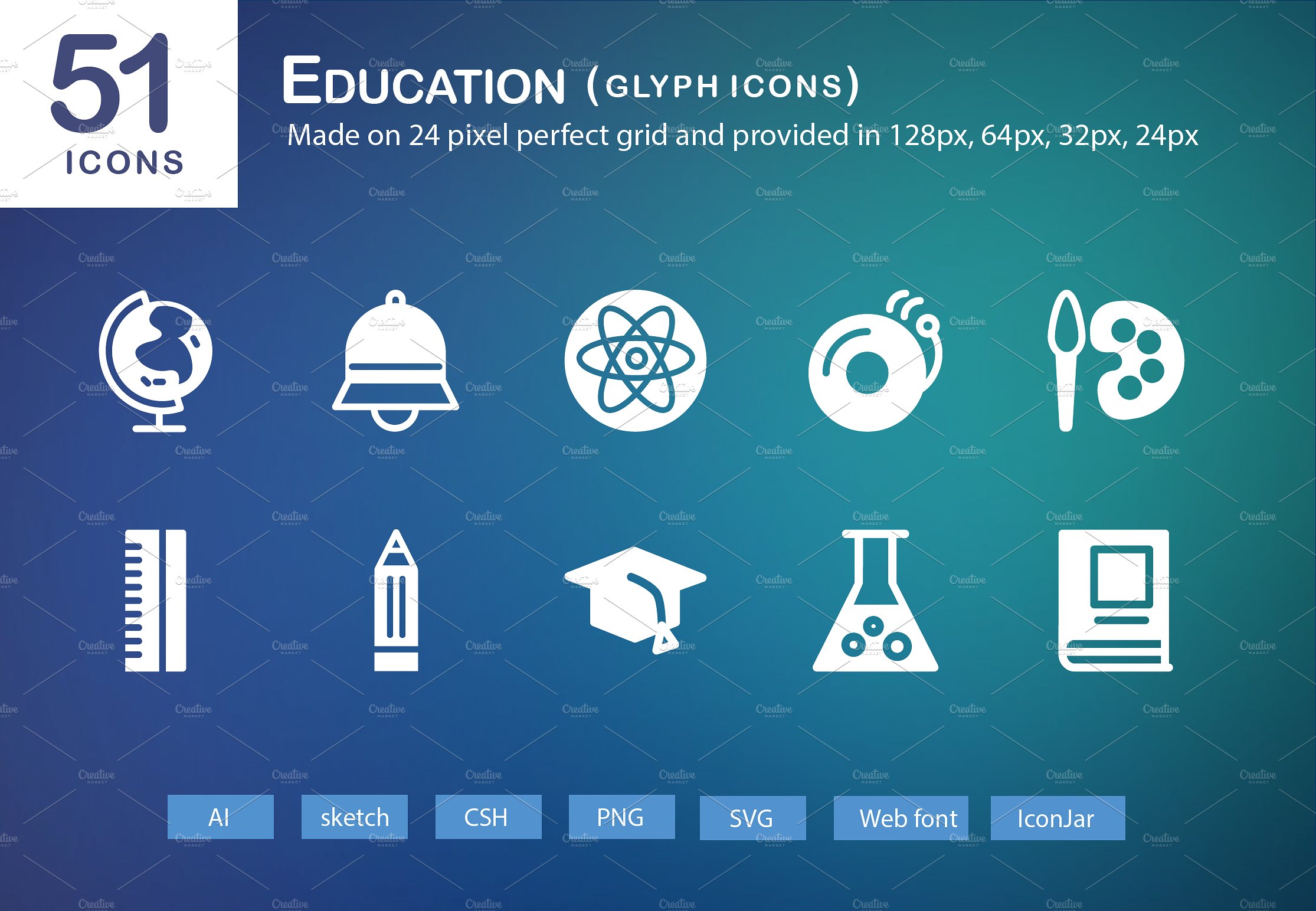 51 Education Glyph Icons