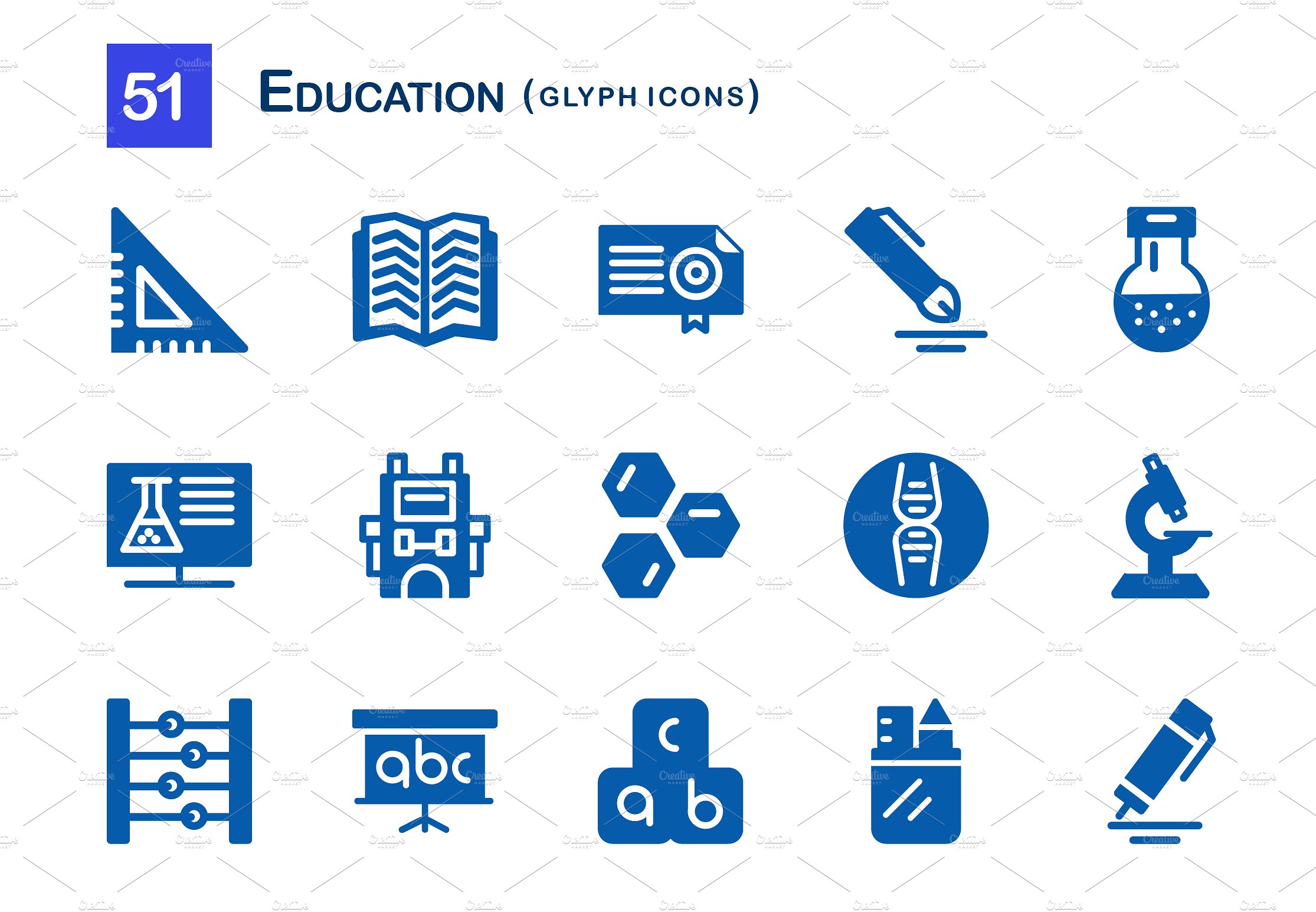 51 Education Glyph Icons