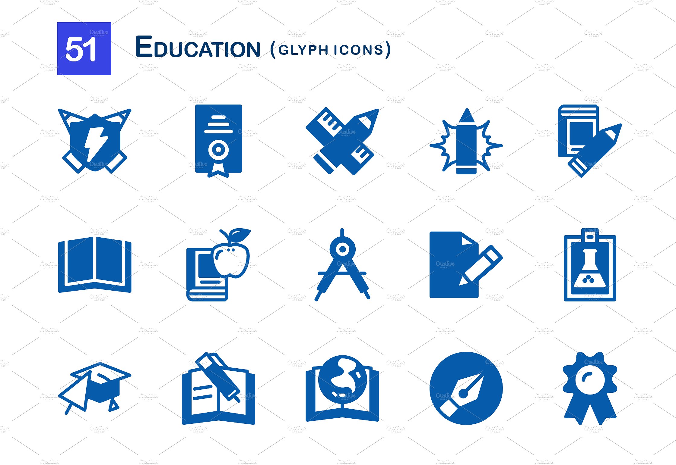 51 Education Glyph Icons