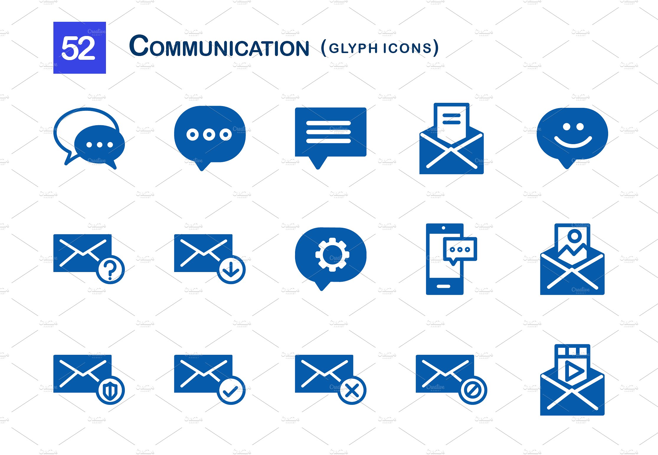 52 Communication Glyph Icons