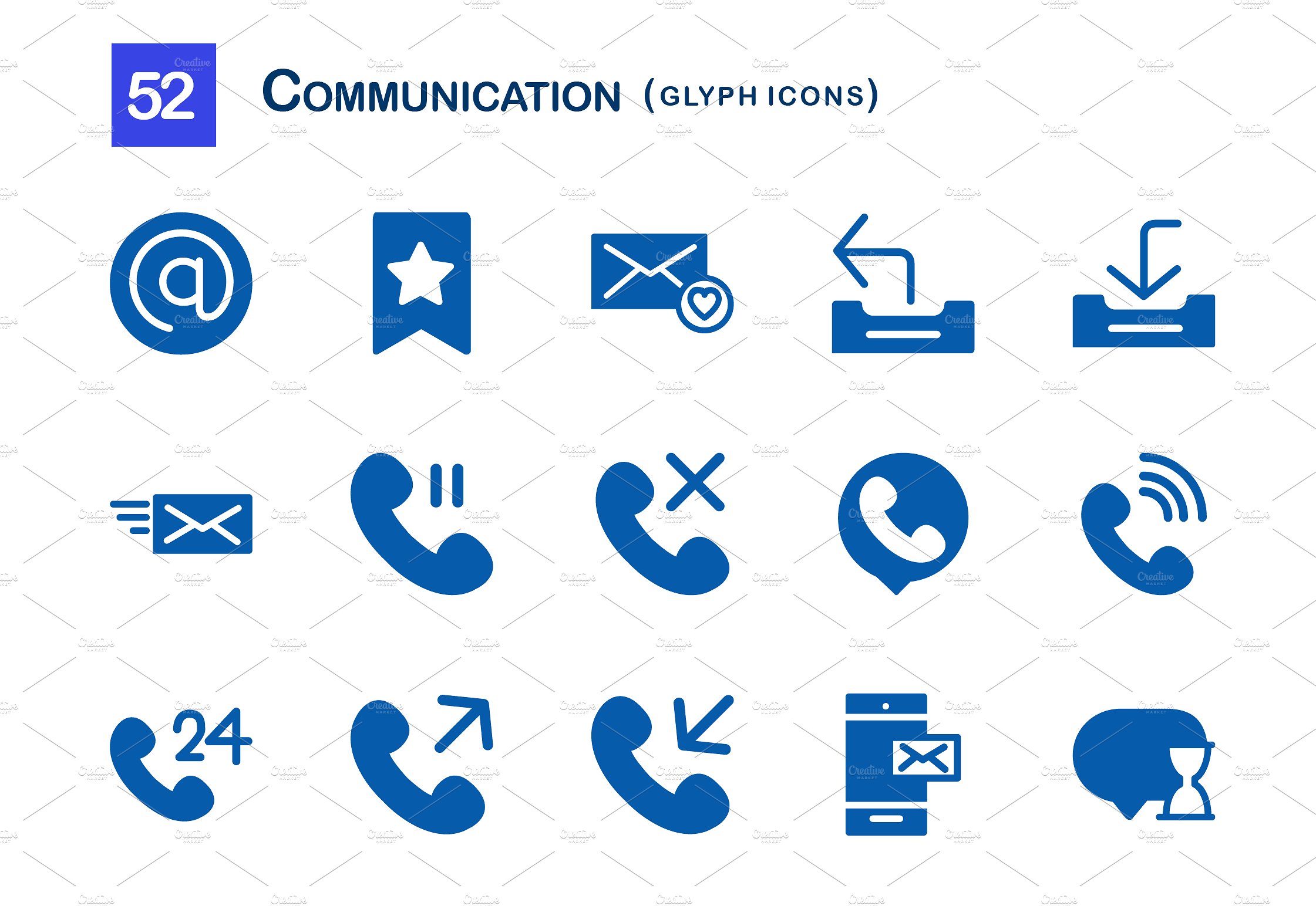 52 Communication Glyph Icons