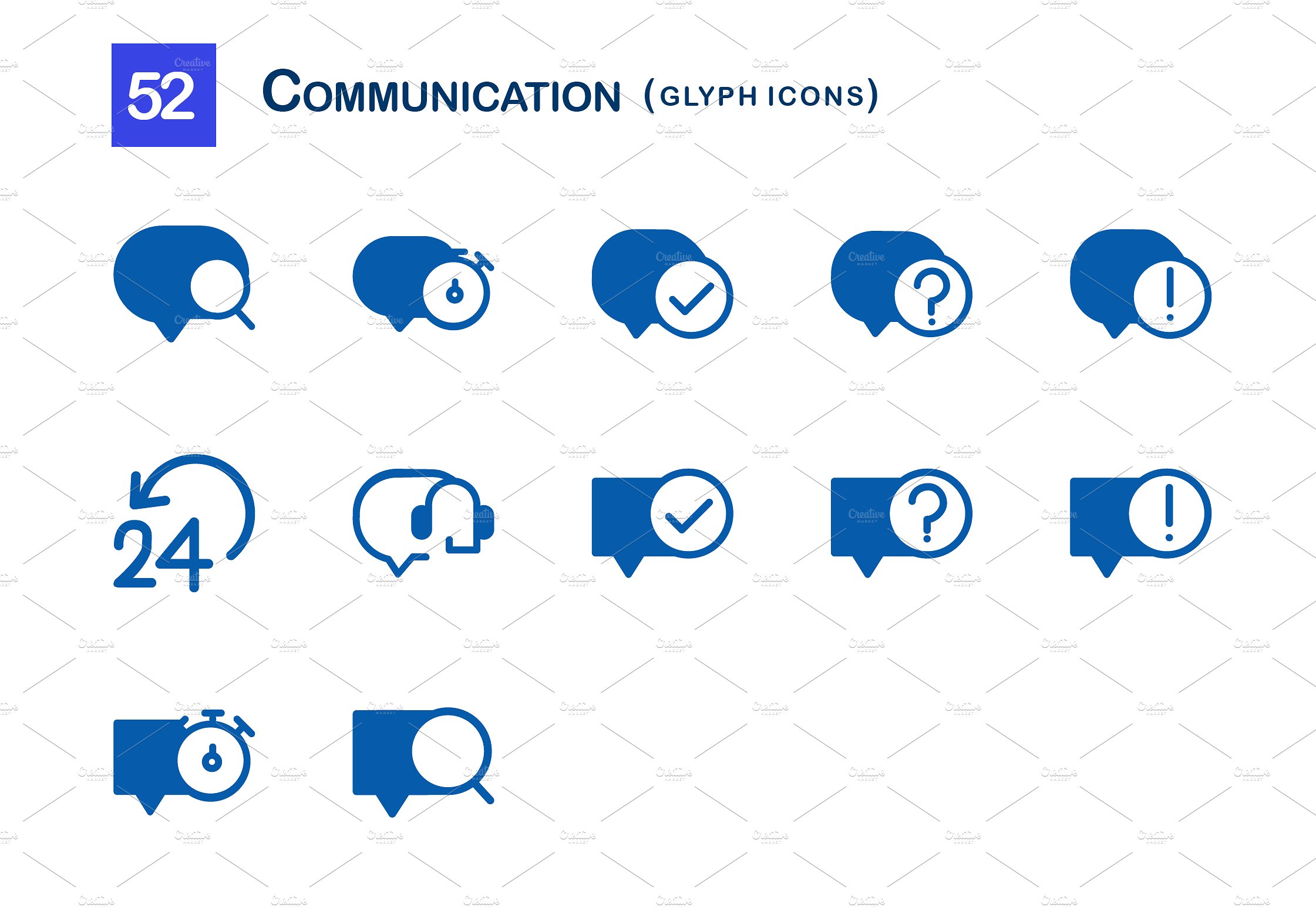 52 Communication Glyph Icons