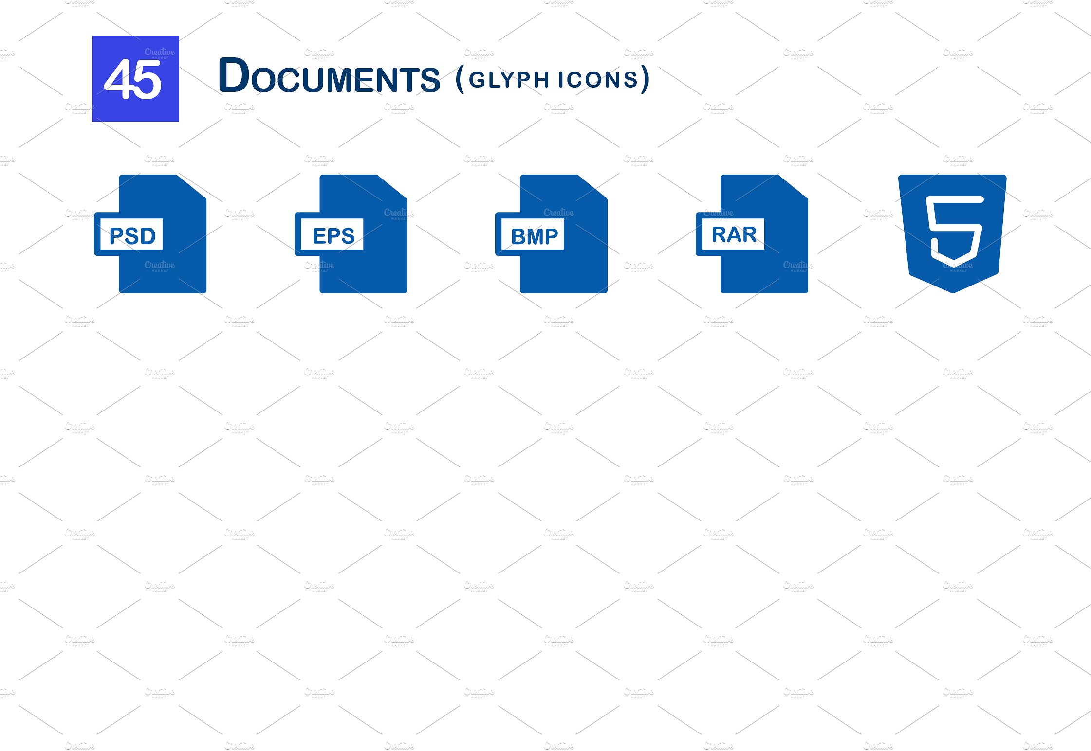 45 Documents Glyph Icons