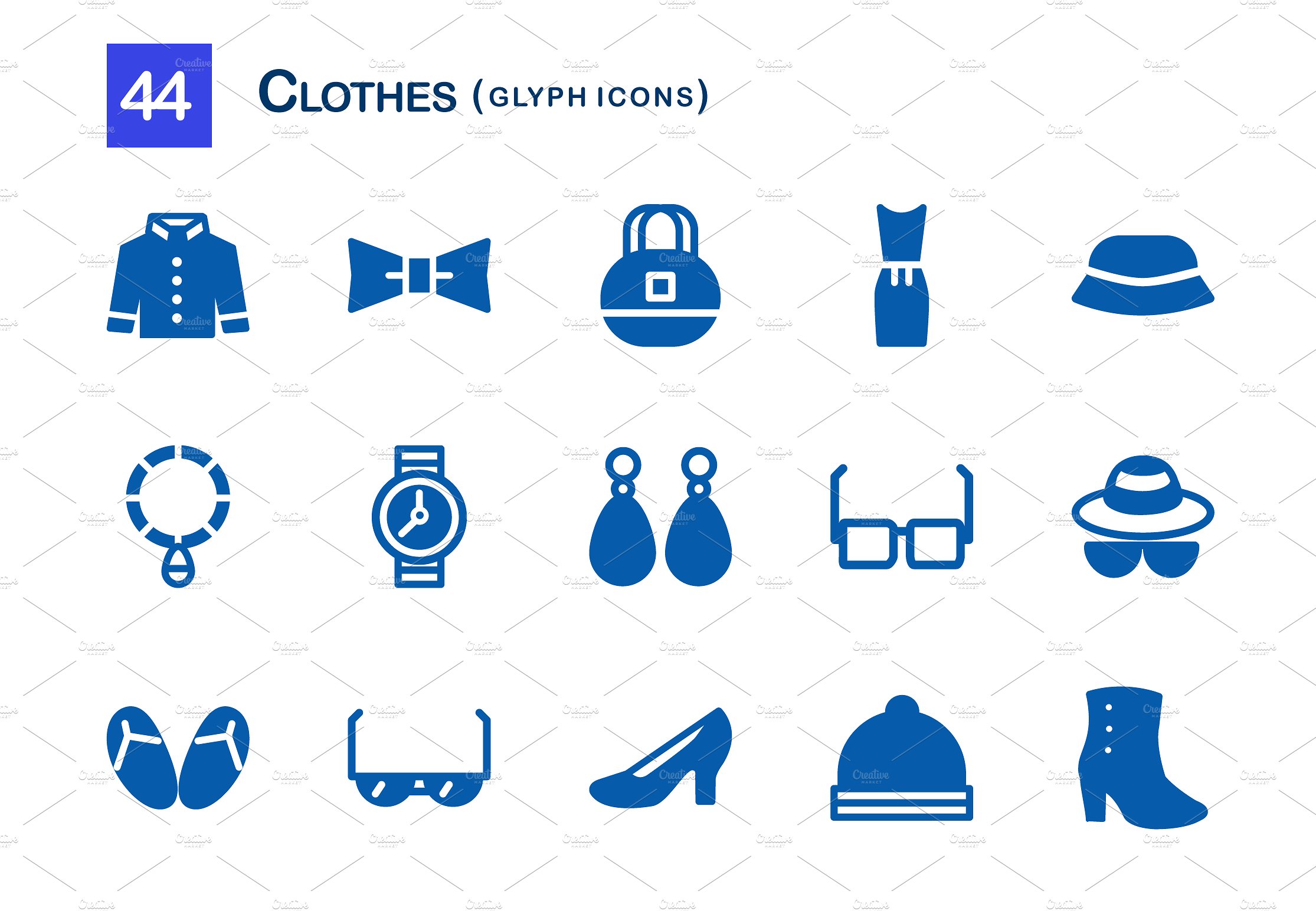 44 Clothes Glyph Icons