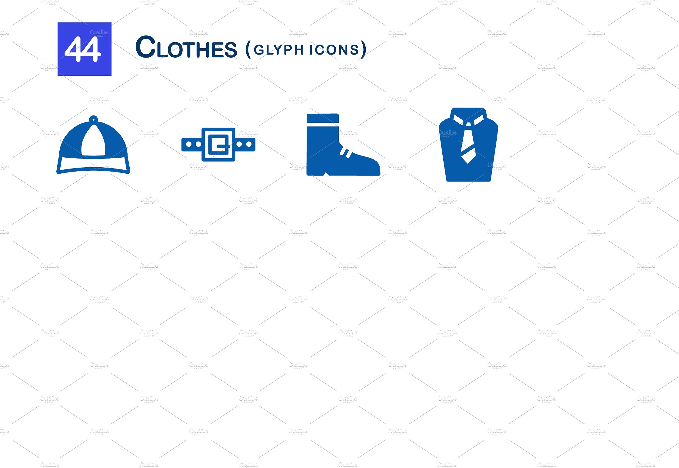 44 Clothes Glyph Icons