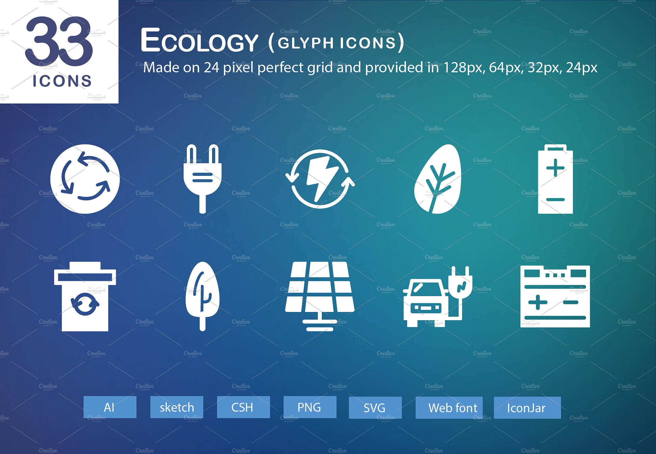 33 Ecology Glyph Icons