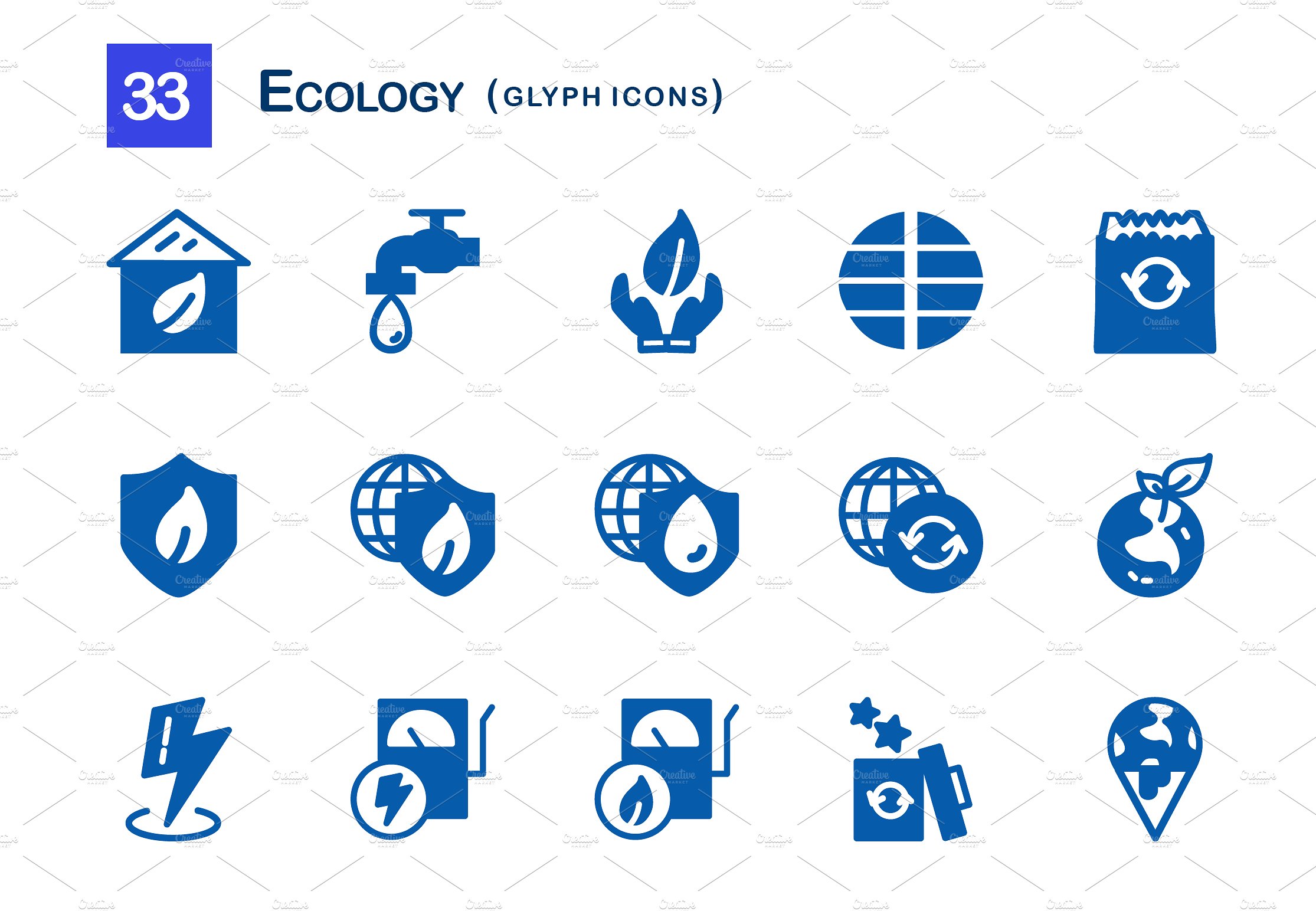 33 Ecology Glyph Icons