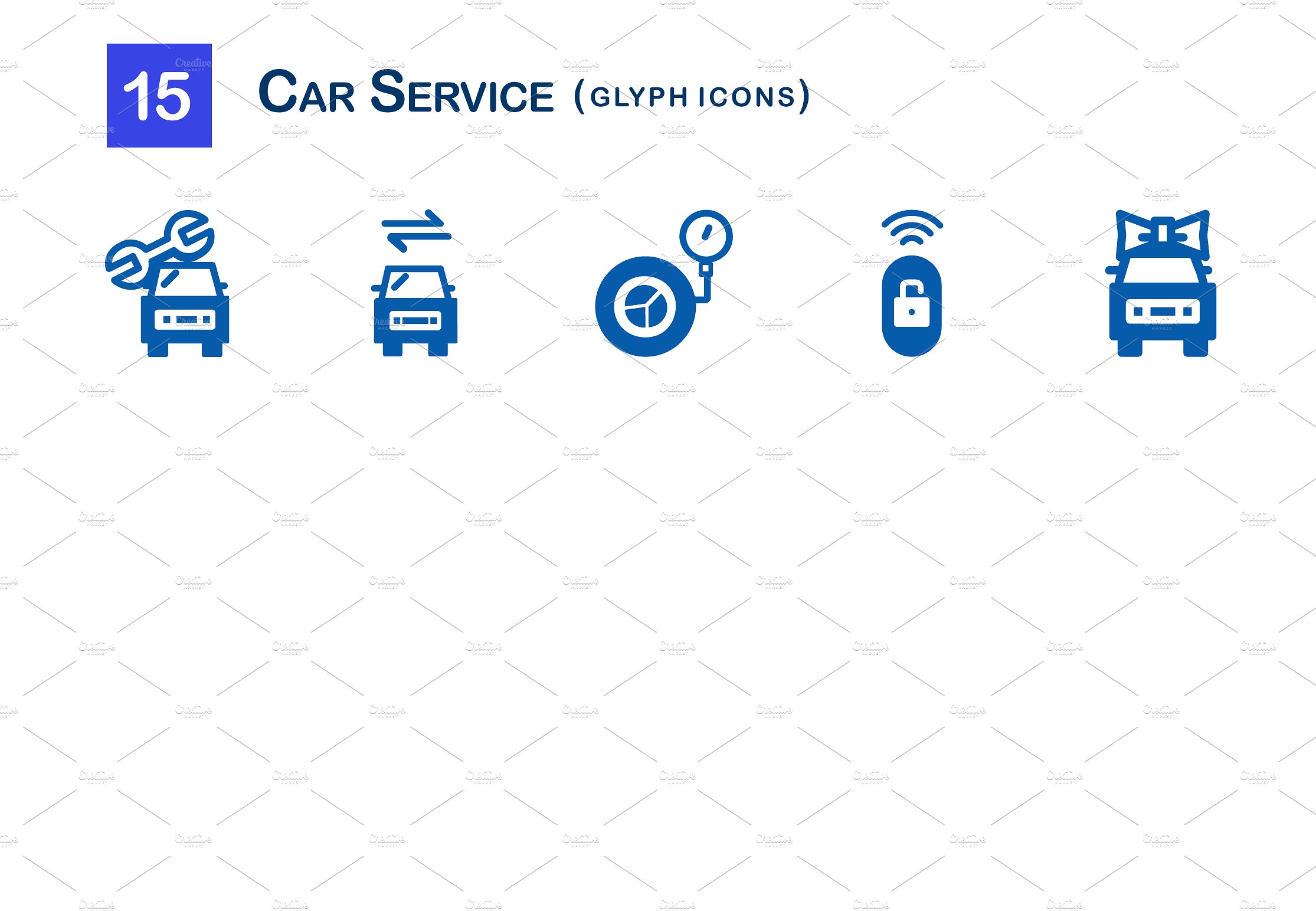 15 Car Service Glyph Icons