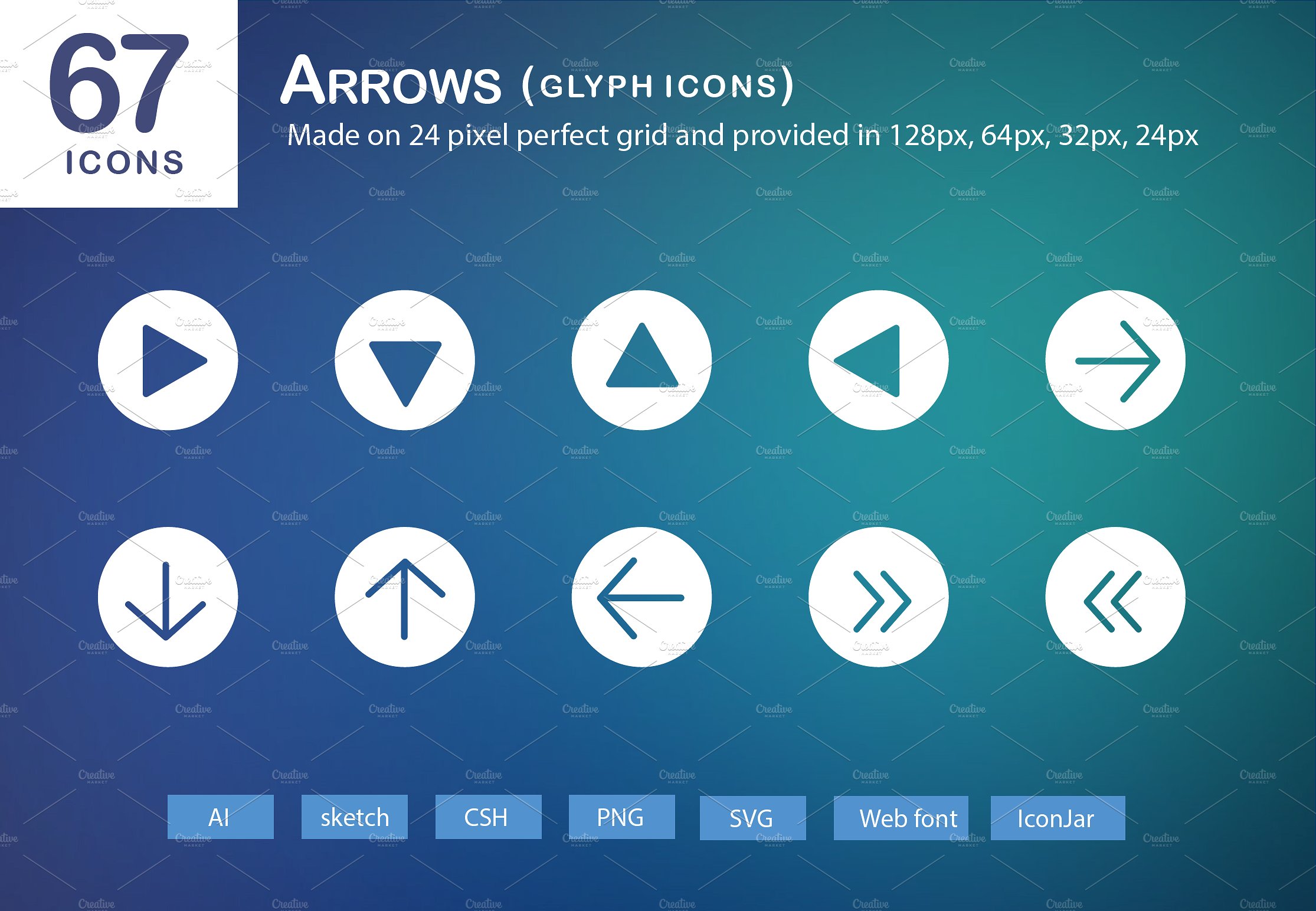 67 Arrows Glyph Icons