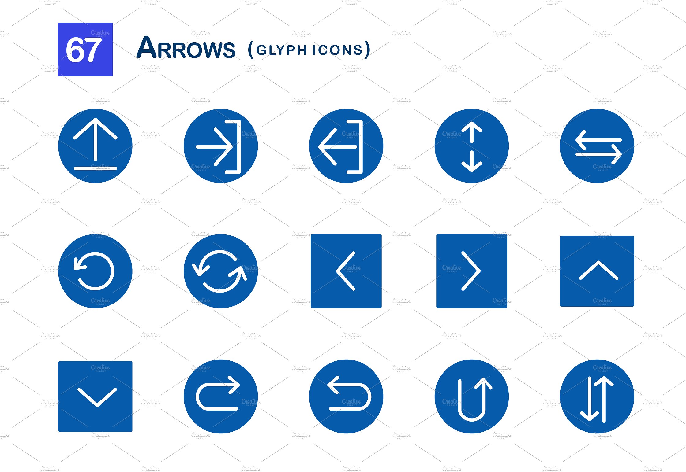 67 Arrows Glyph Icons