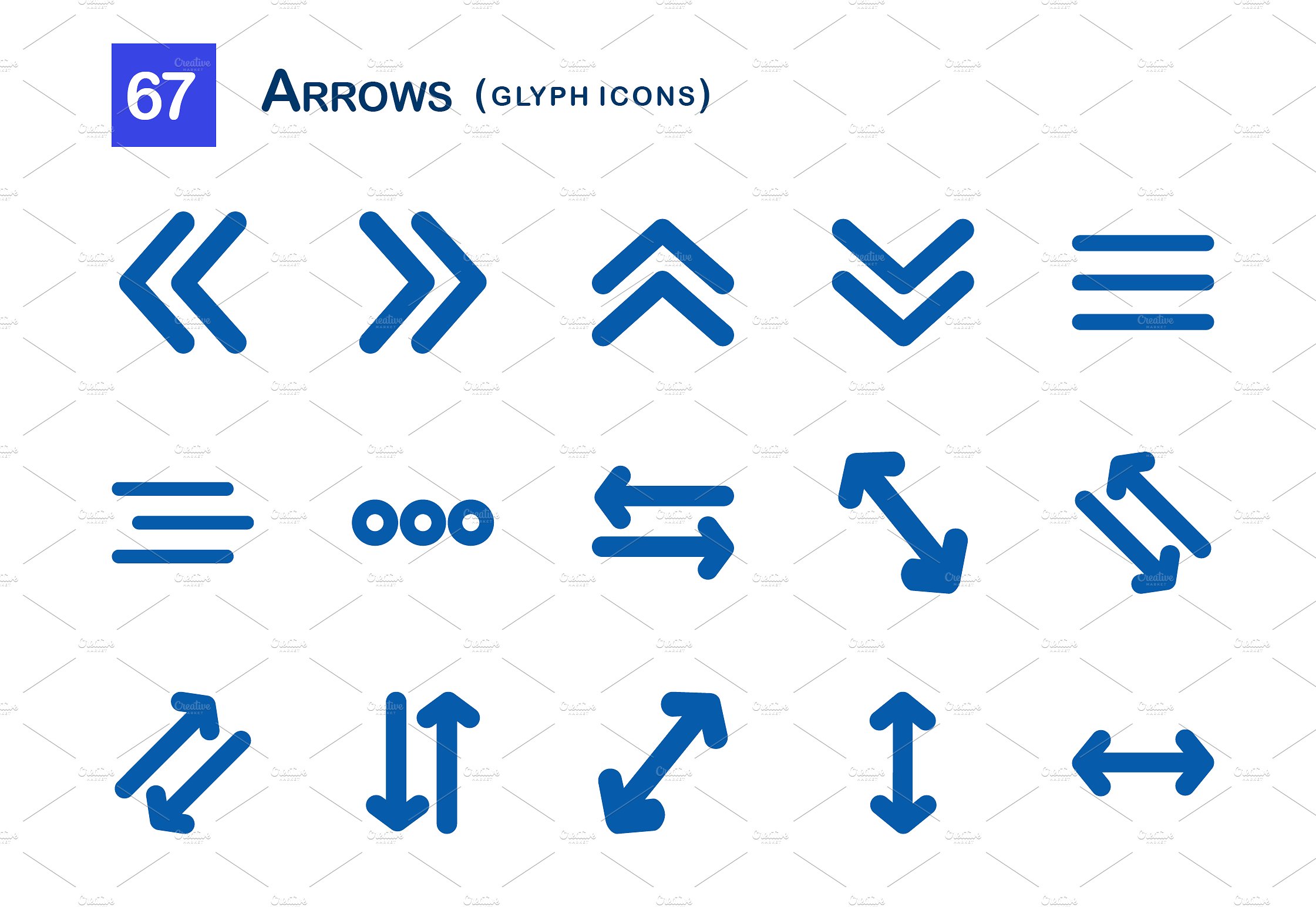 67 Arrows Glyph Icons