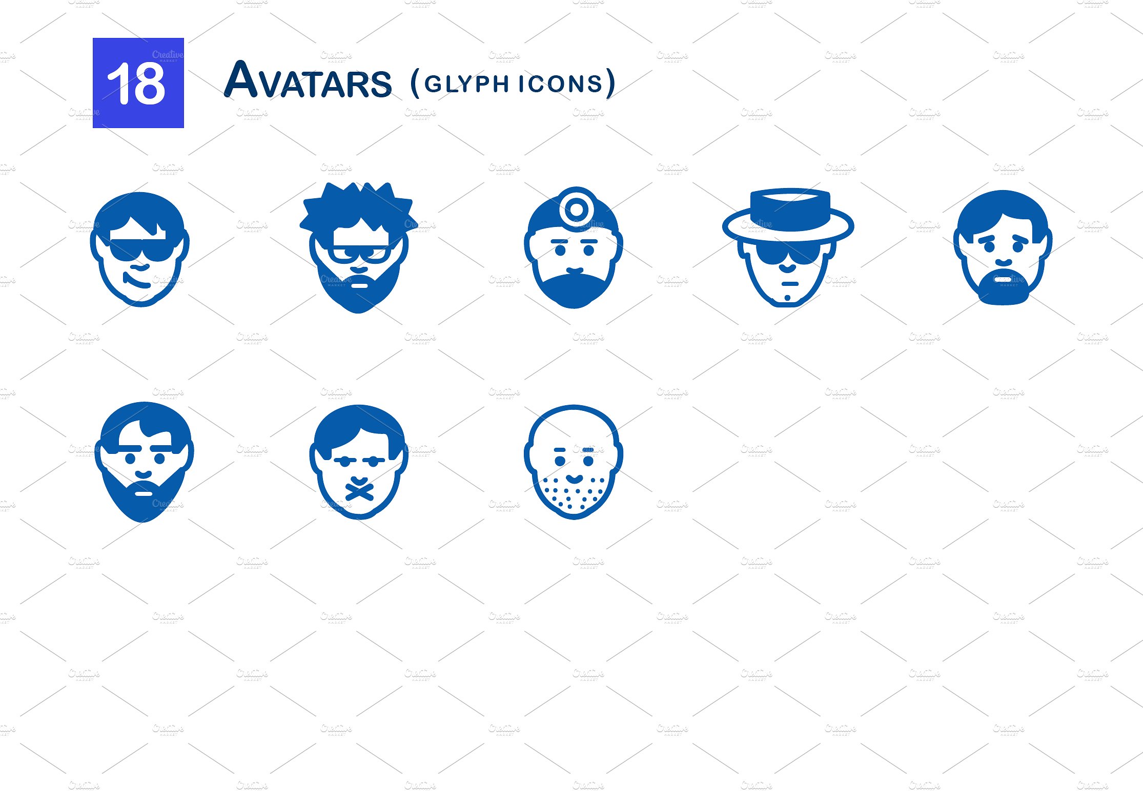 18 Avatars Glyph Icons