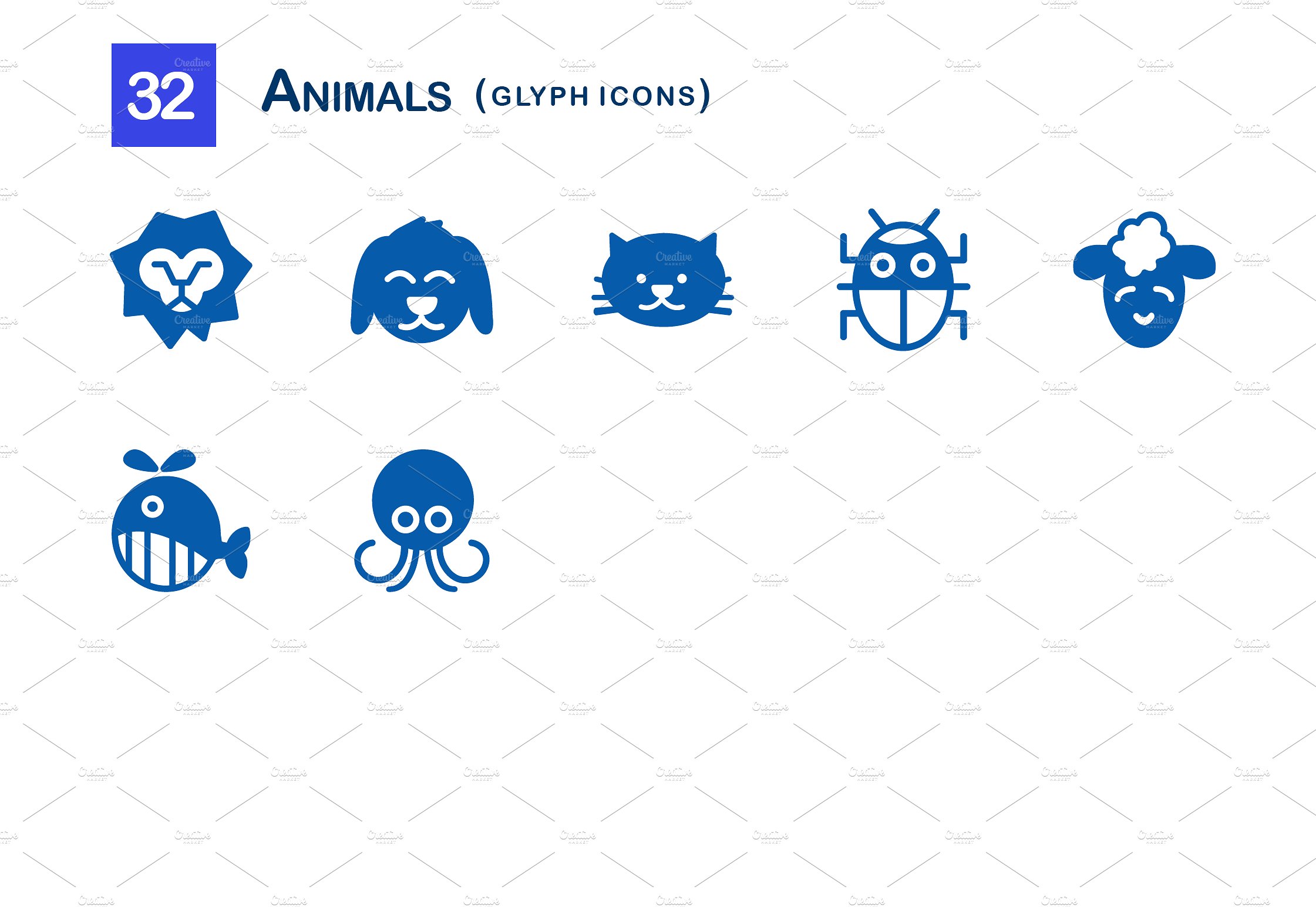 32 Animals Glyph Icons