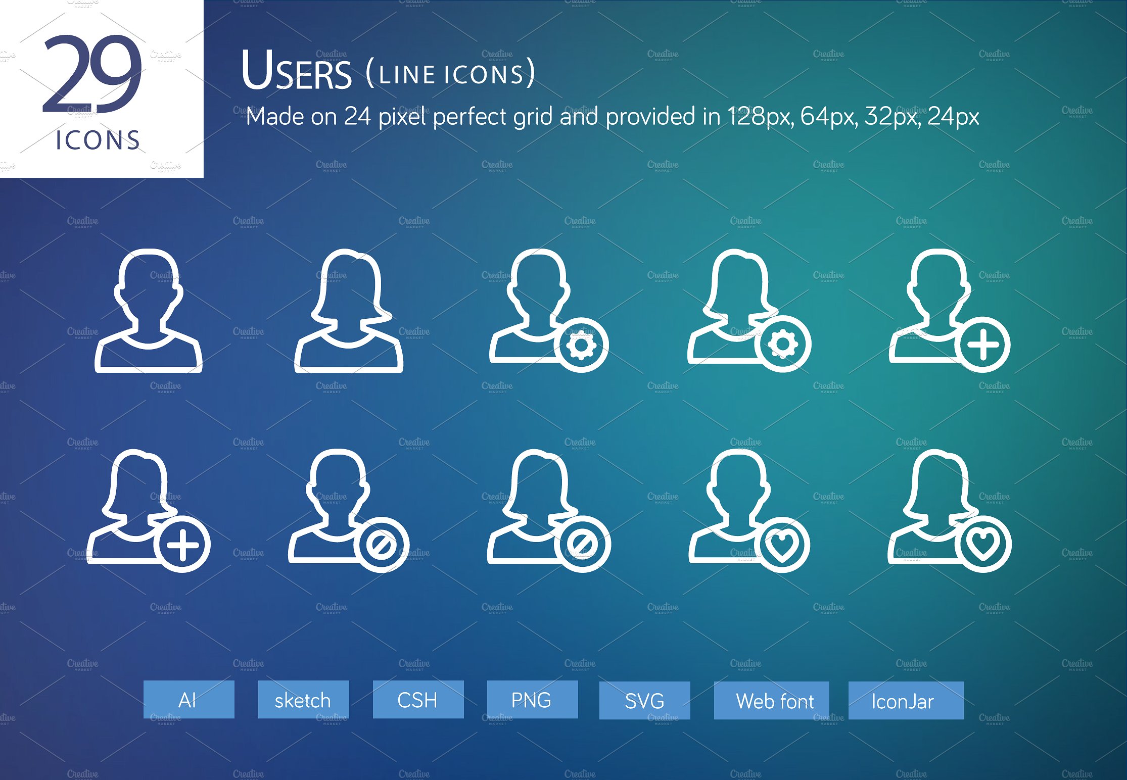 29 Users Line Icons