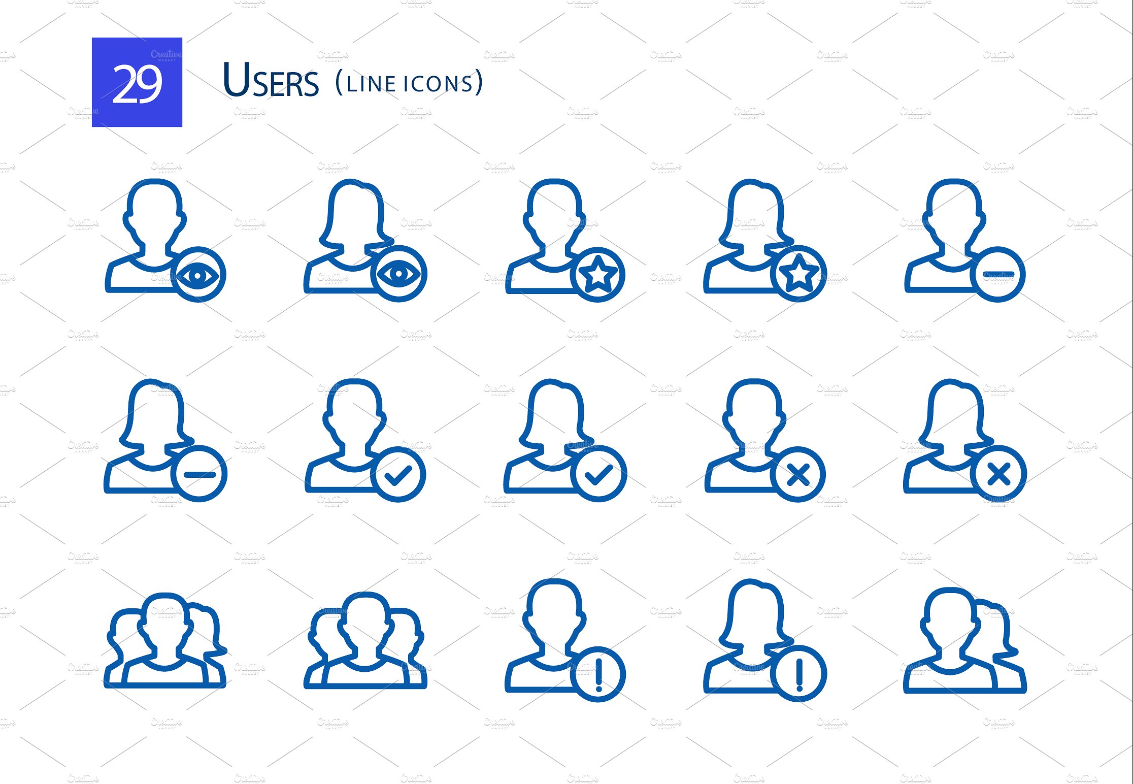 29 Users Line Icons