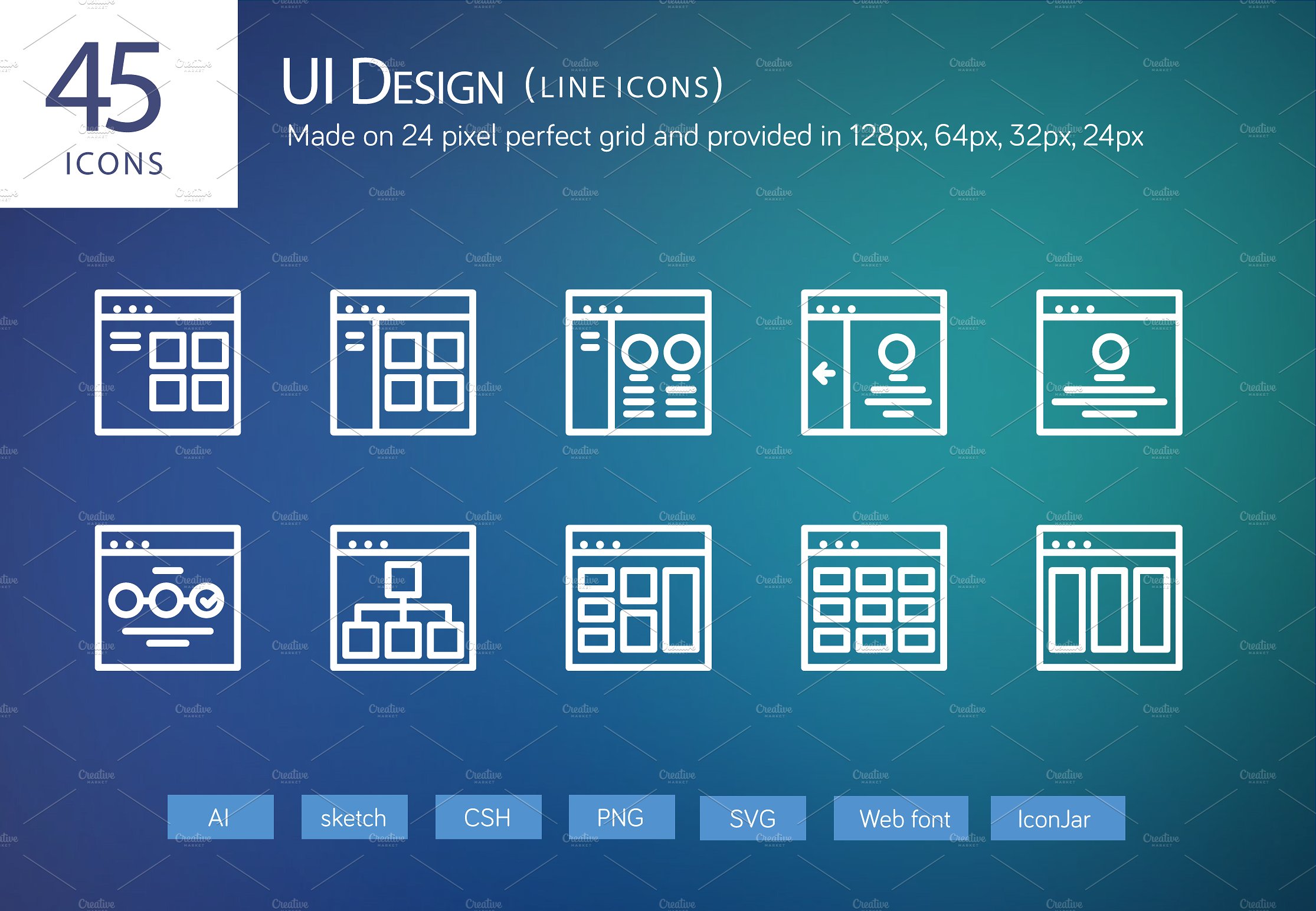 45 UI Design Line Icons